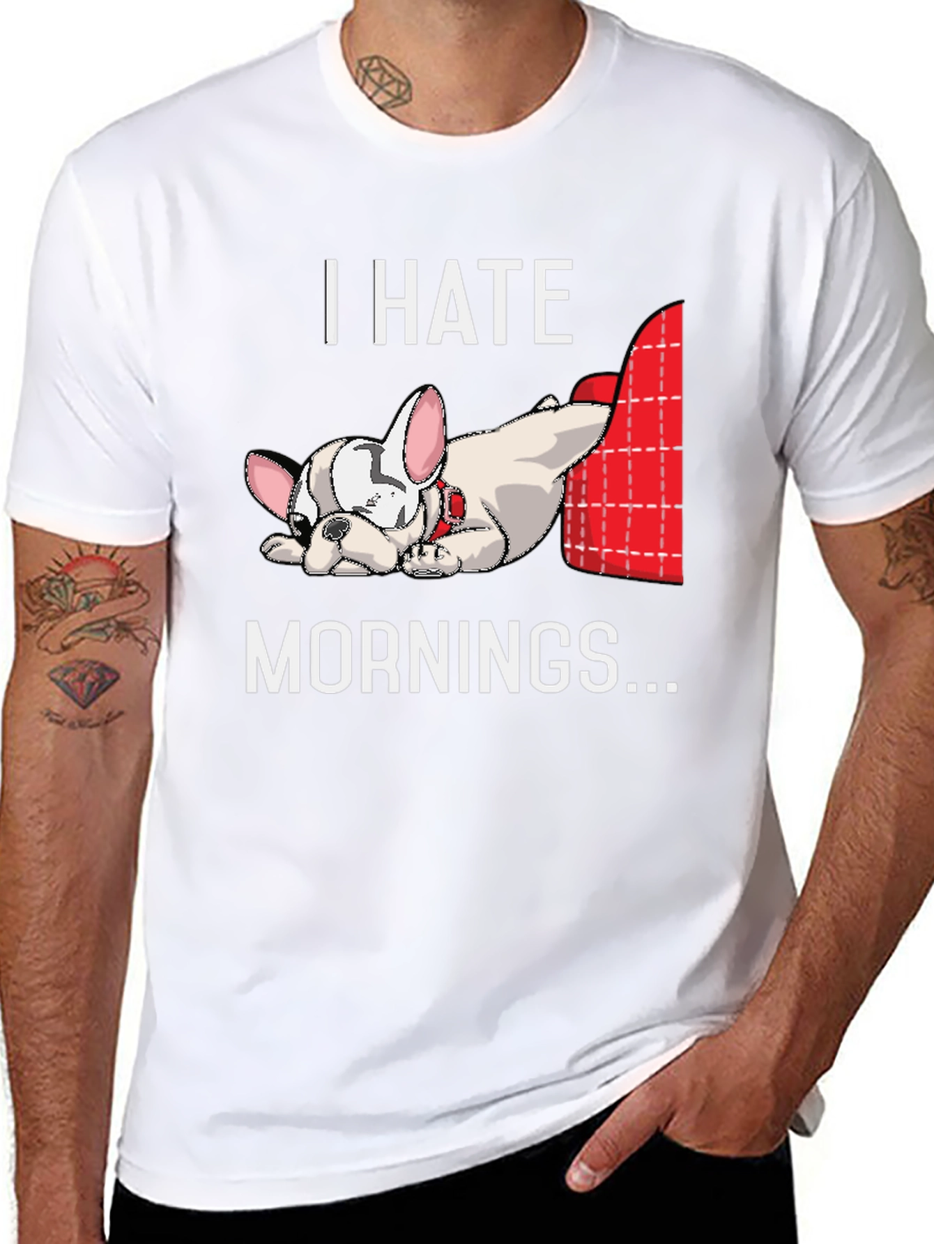 I Hate Mornings Bulldog Graphic T-Shirt