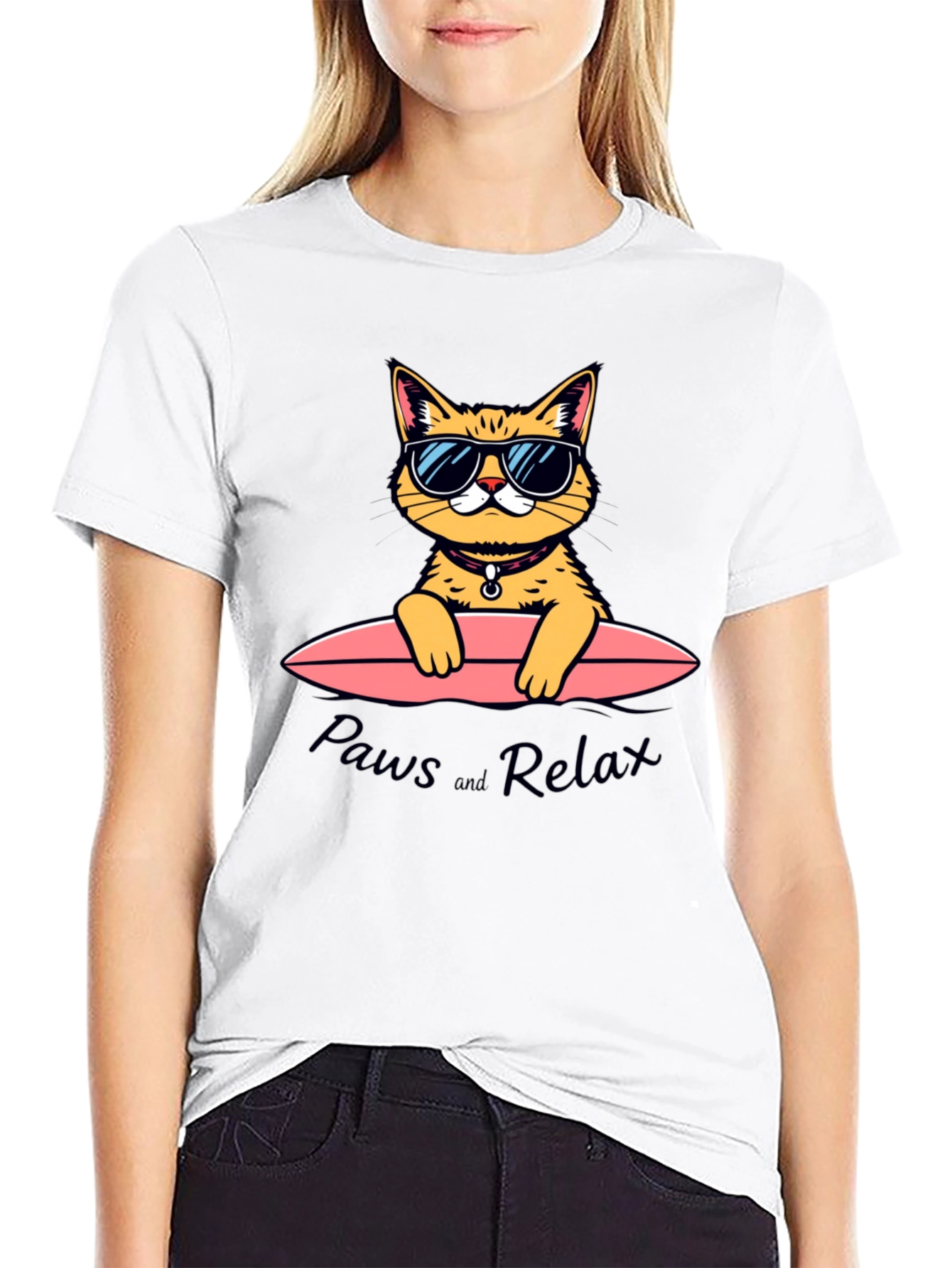Paws and Relax Cat Surfing T-Shirt