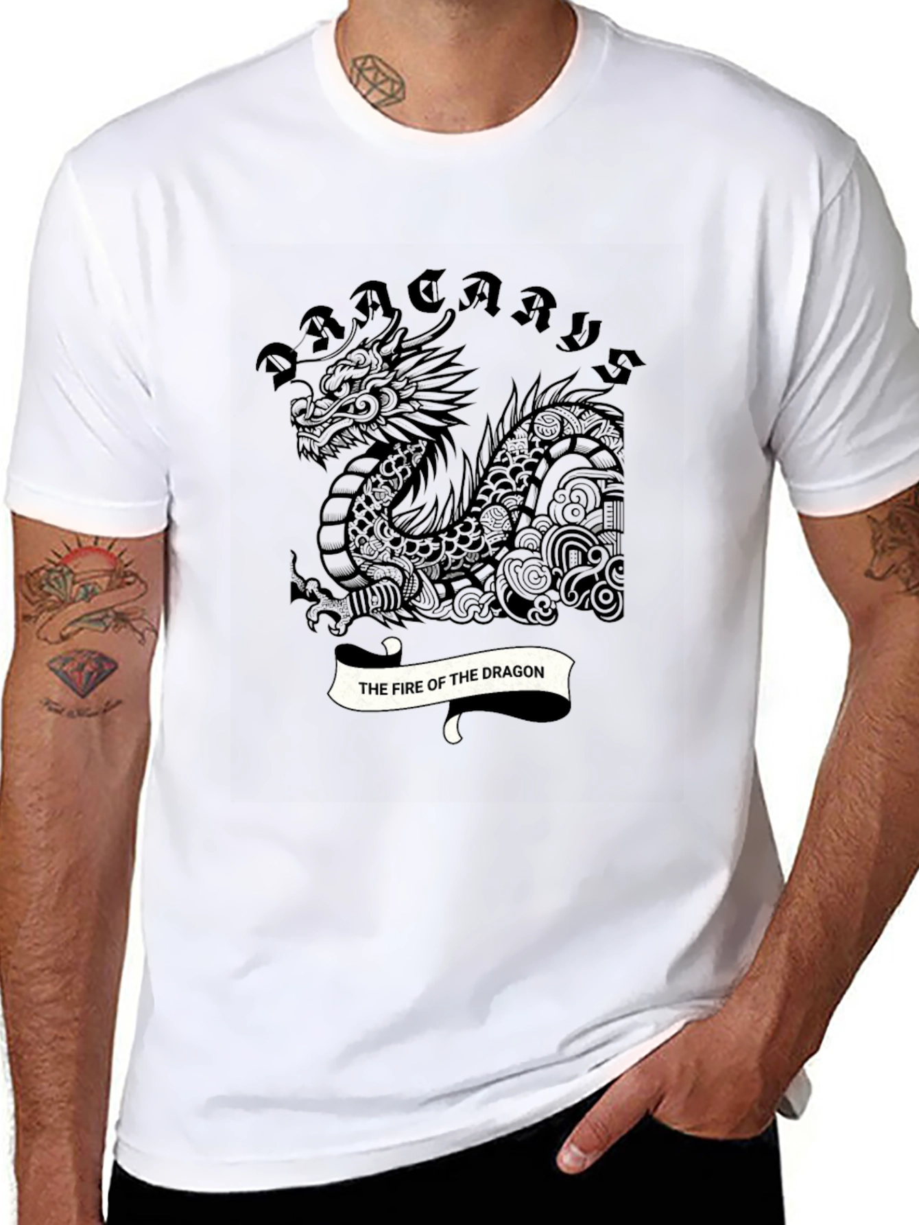 Dragon Fire T-Shirt - Mens Black Graphic Tee