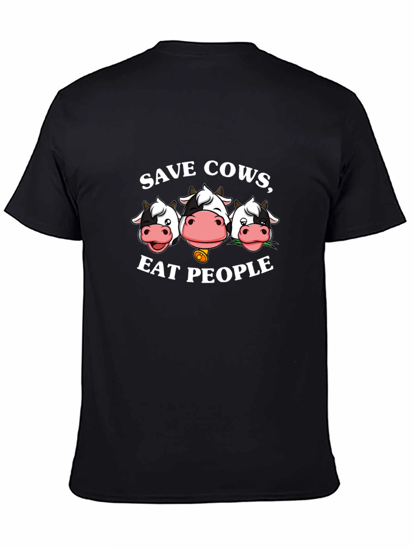 Save Cows Eat People Black Graphic T-Shirt
