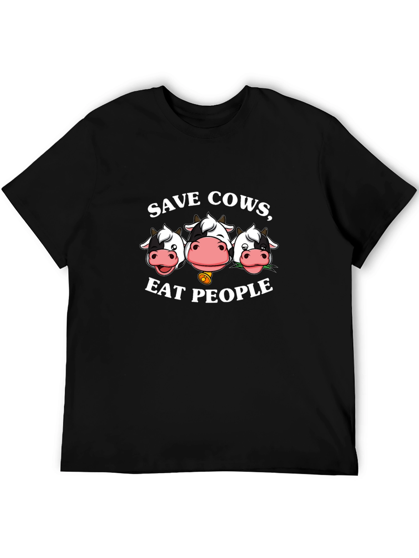 Save Cows Eat People Black Graphic T-Shirt