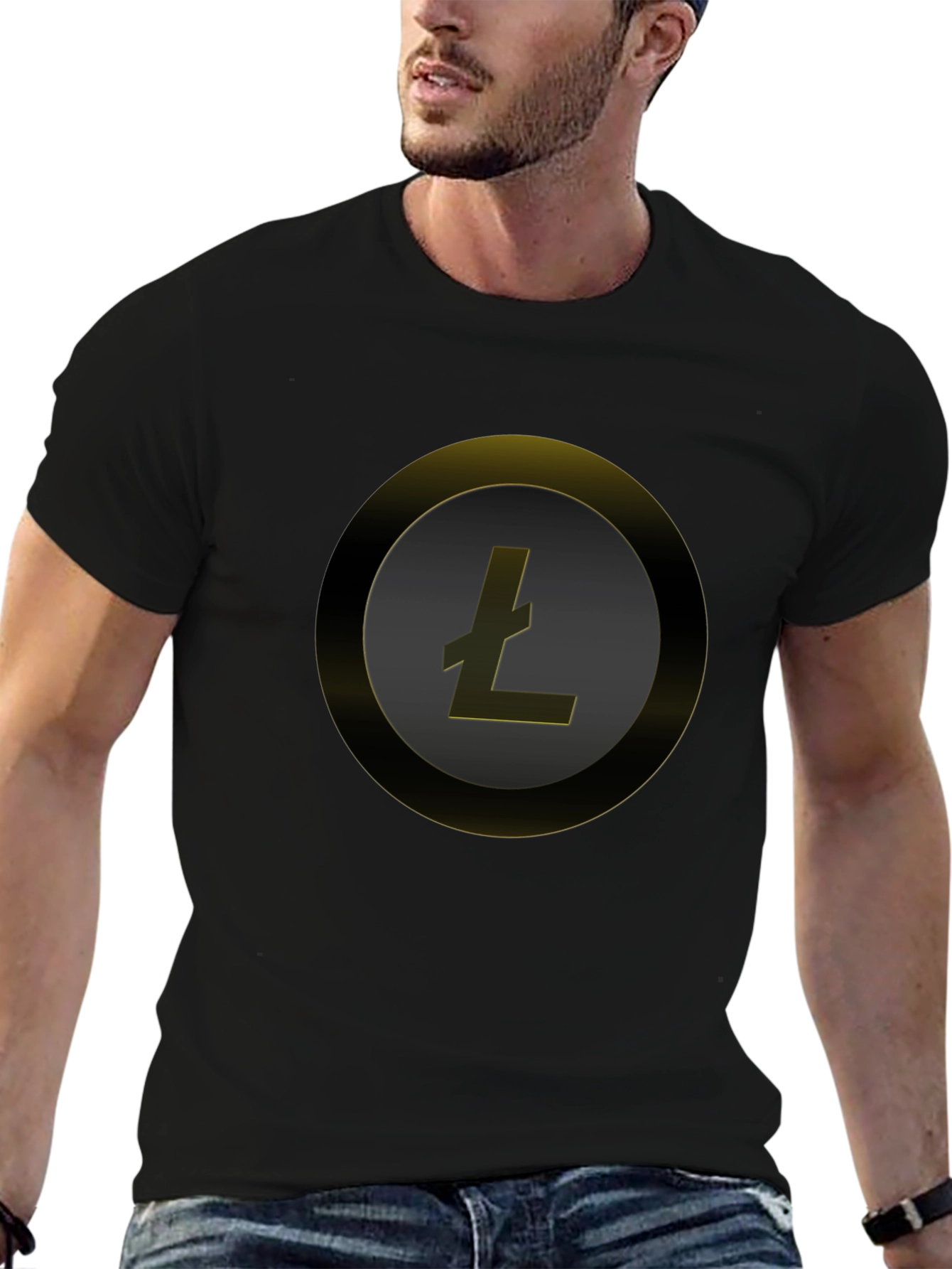 Litecoin Crypto Tee - Sleek Black Circle Design