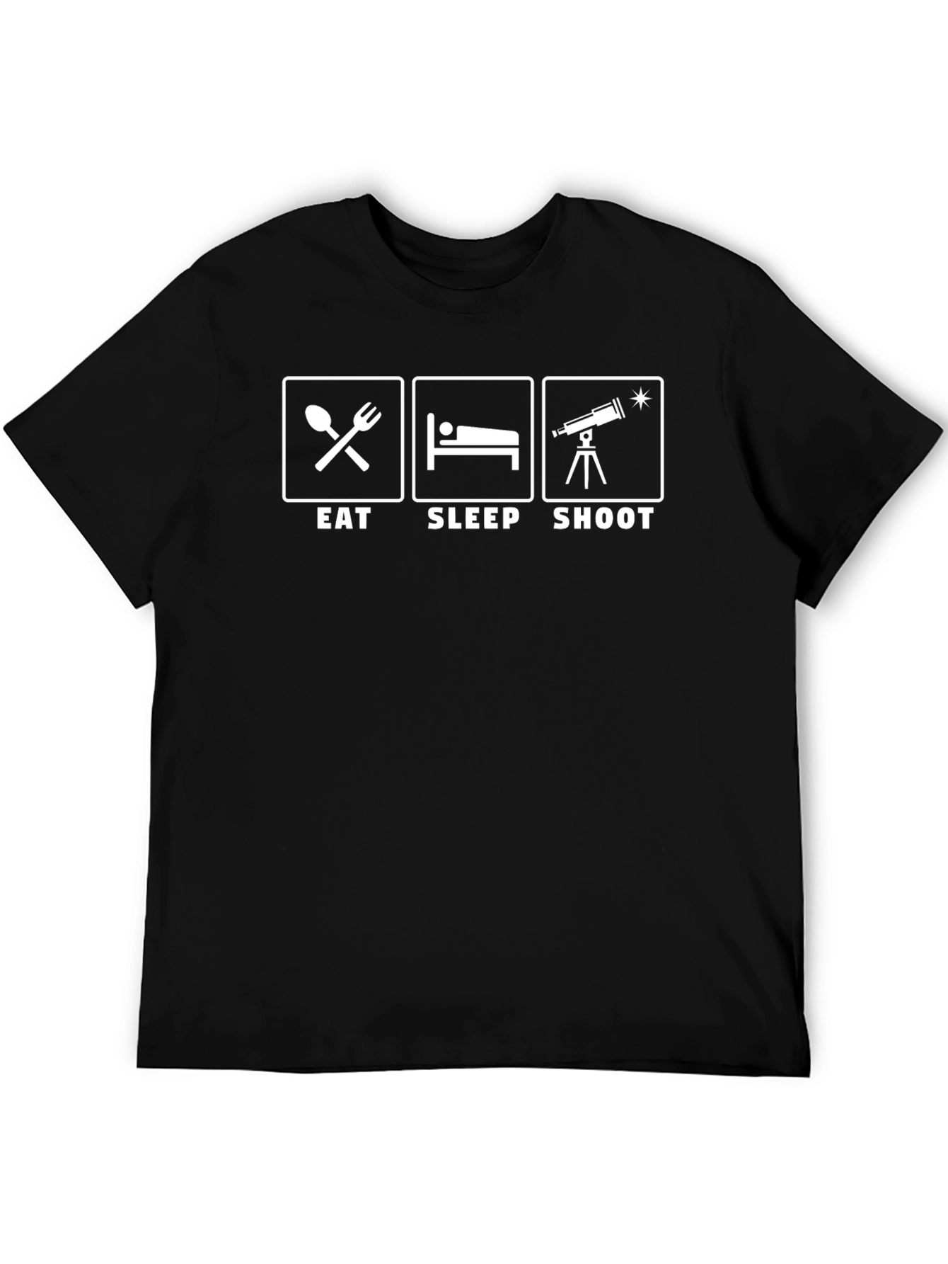 Eat Sleep Shoot Telescope Black T-Shirt