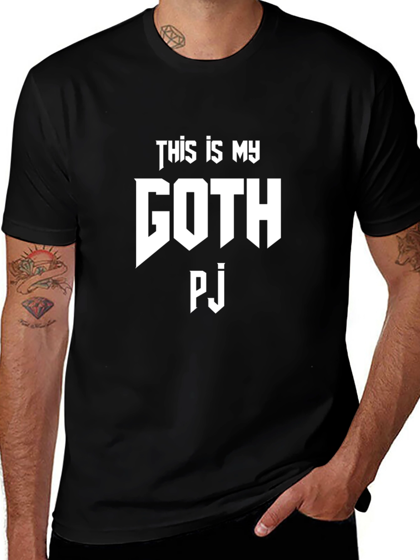 Goth PJ Graphic T-Shirt - Black