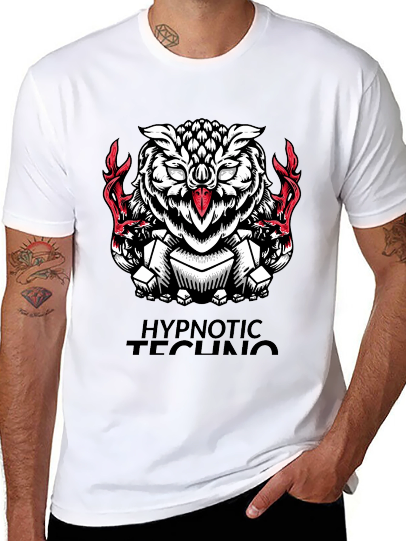 Hypnotic Techno Owl Graphic Tee
