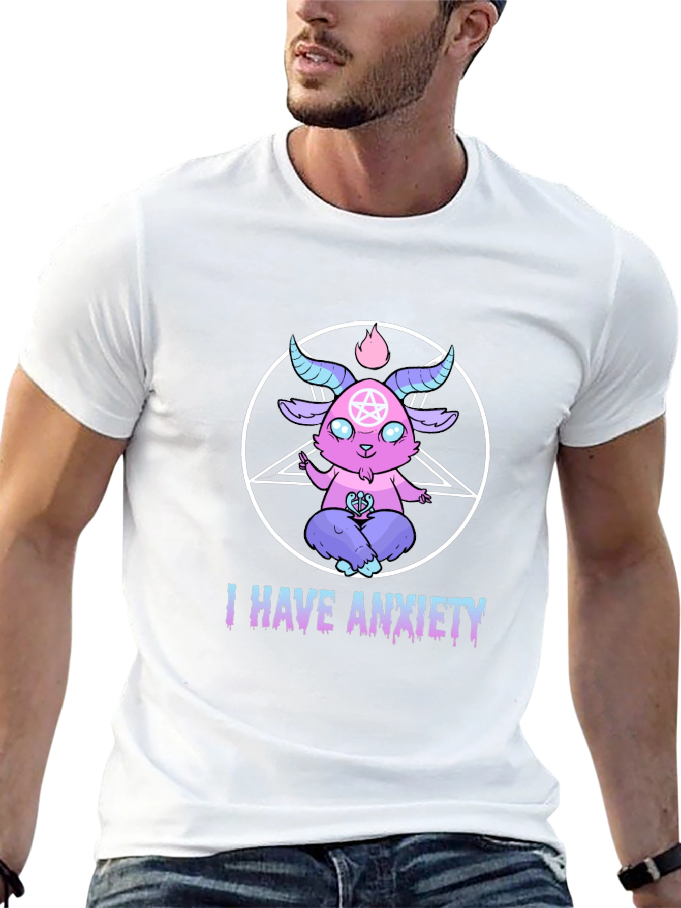 Anxiety Baphomet T-Shirt - Gothic Cartoon Goat Tee