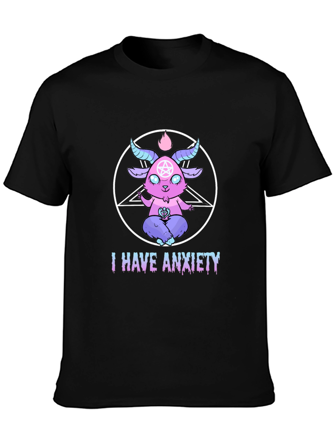 Anxiety Baphomet T-Shirt - Gothic Cartoon Goat Tee