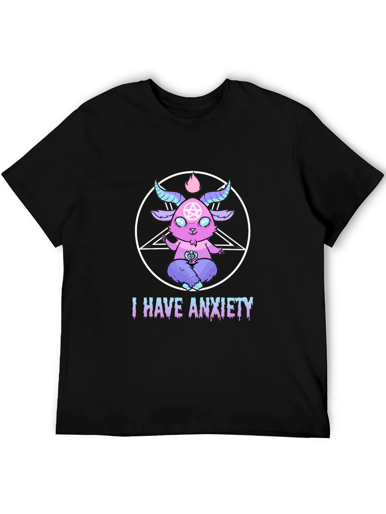 Anxiety Baphomet T-Shirt - Gothic Cartoon Goat Tee