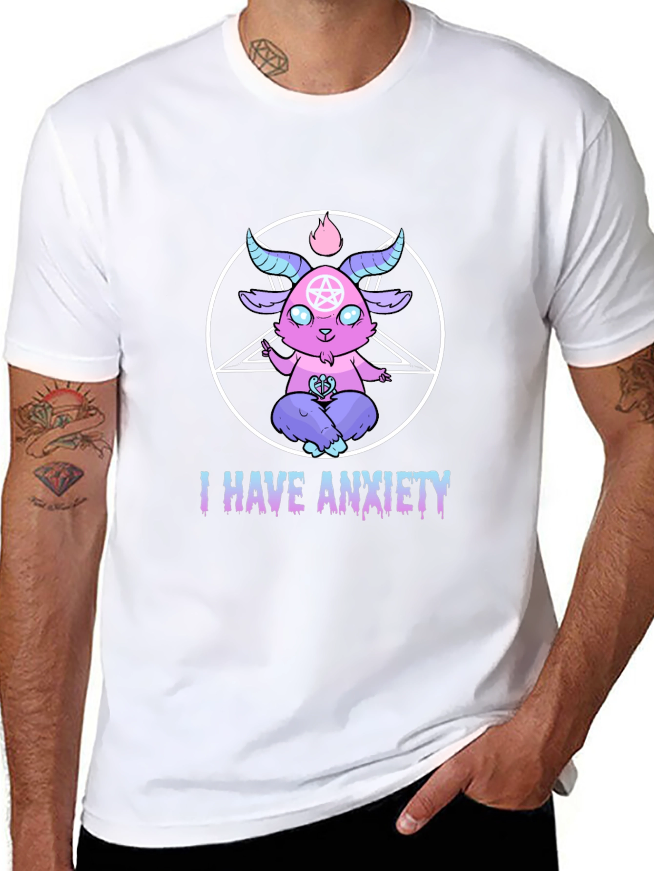 Anxiety Baphomet T-Shirt - Gothic Cartoon Goat Tee