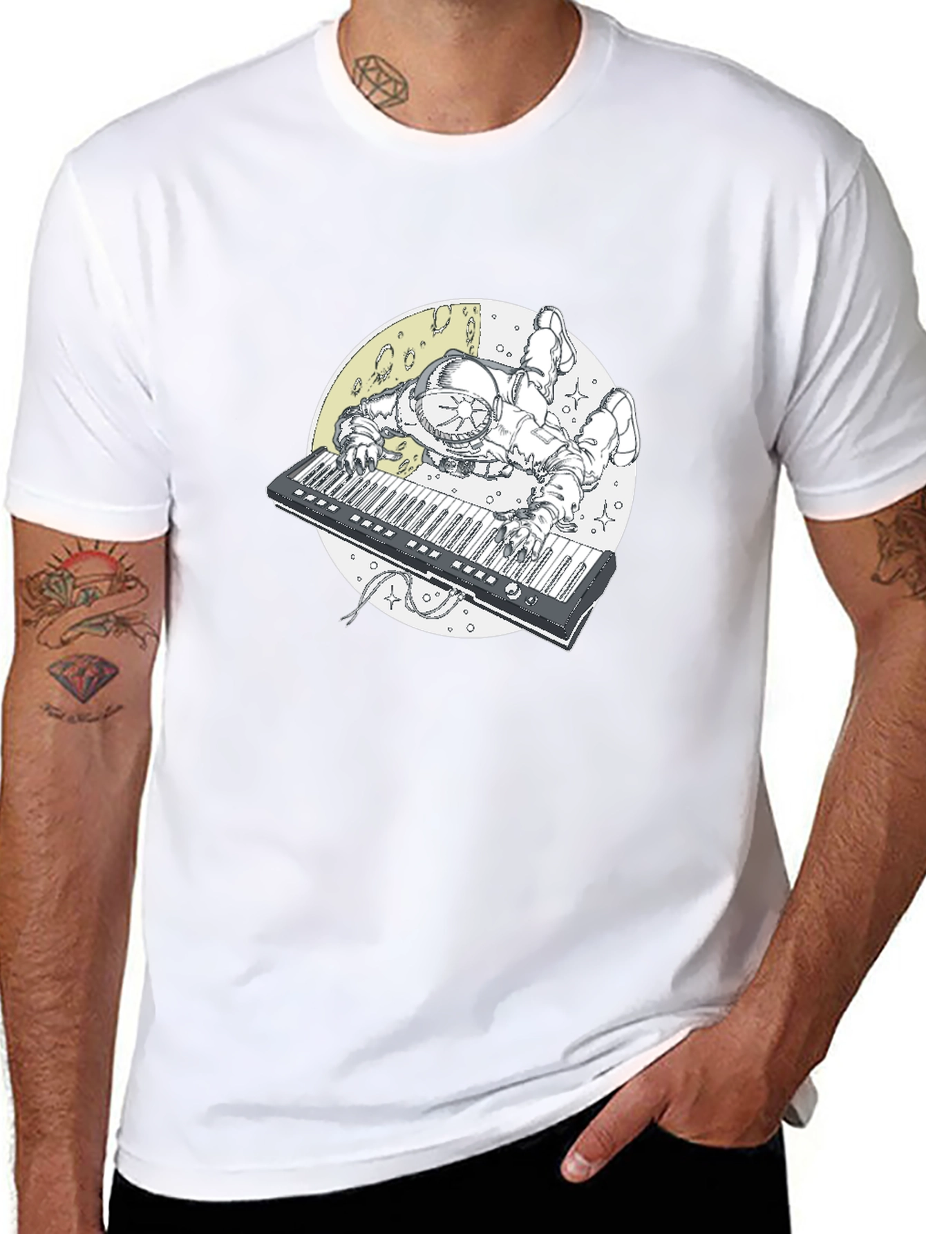 Astronaut Keyboard T-Shirt - Space Musician Tee