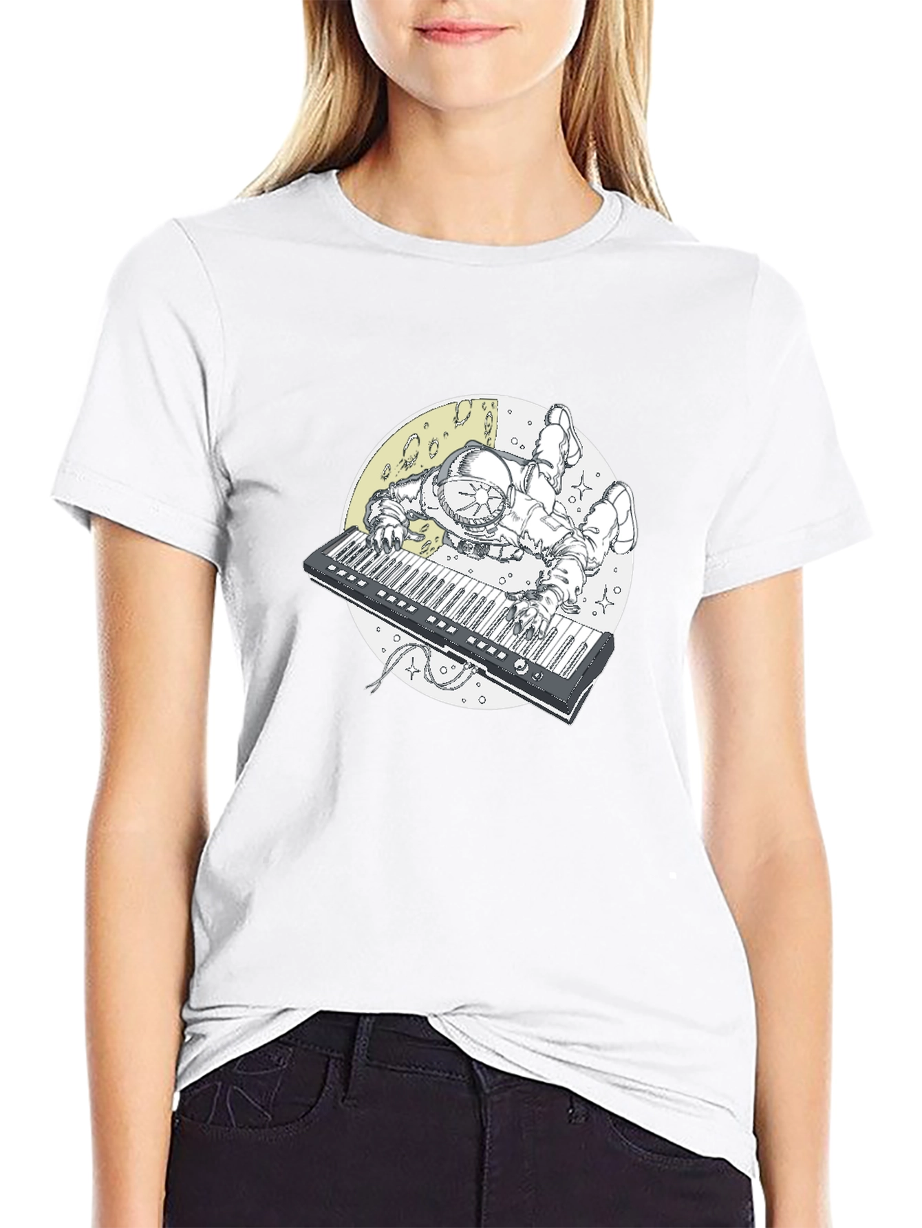 Astronaut Keyboard T-Shirt - Space Musician Tee