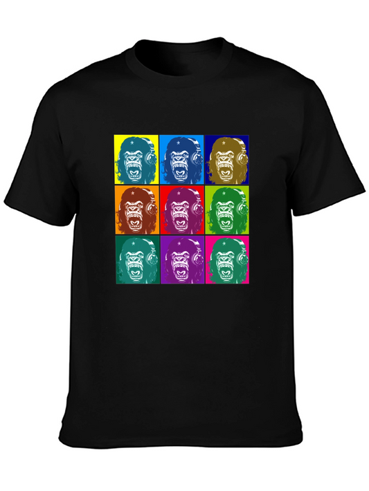 Pop Art Gorilla Graphic T-Shirt - Black