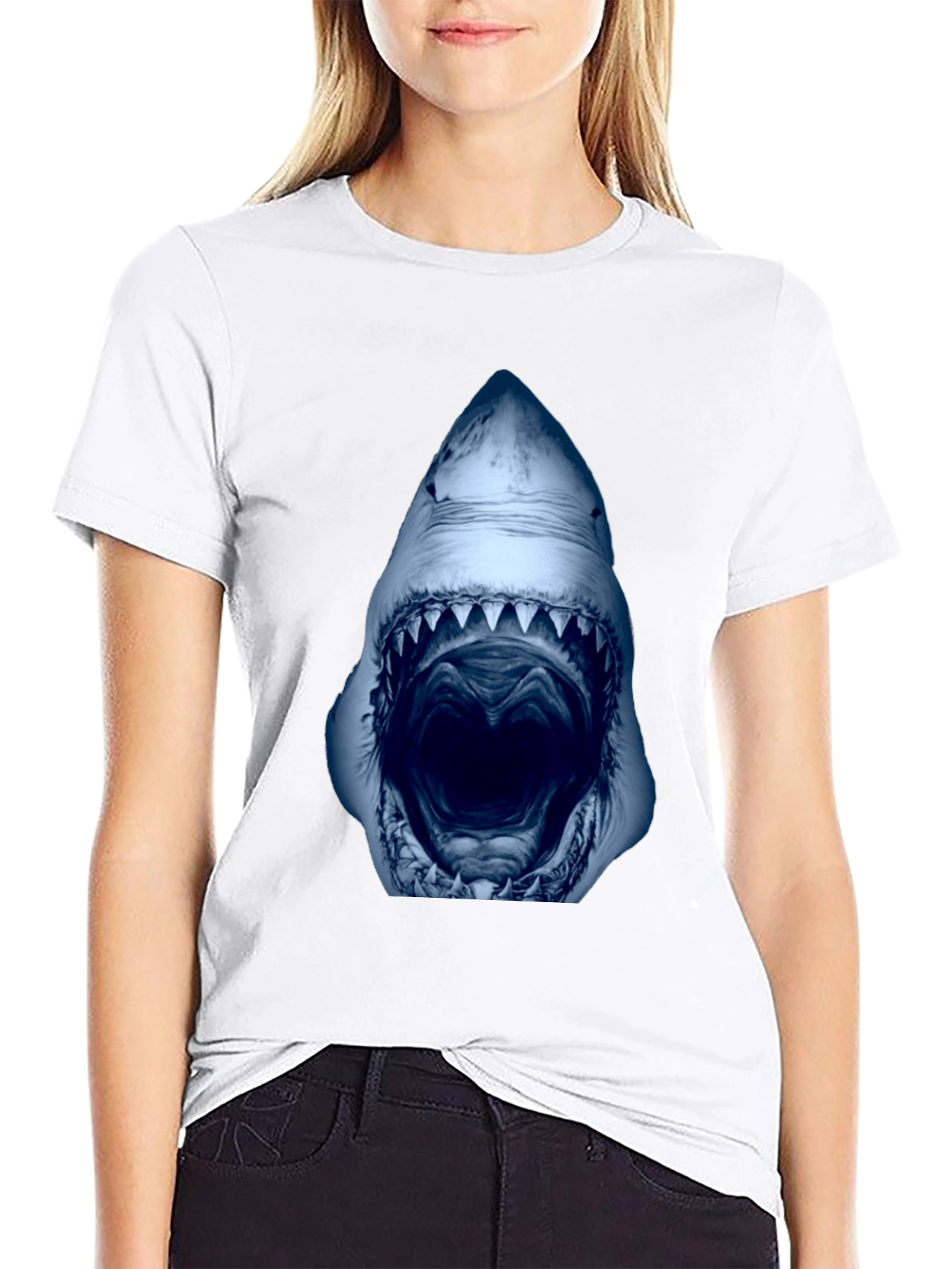 Shark Mouth Graphic Black T-Shirt