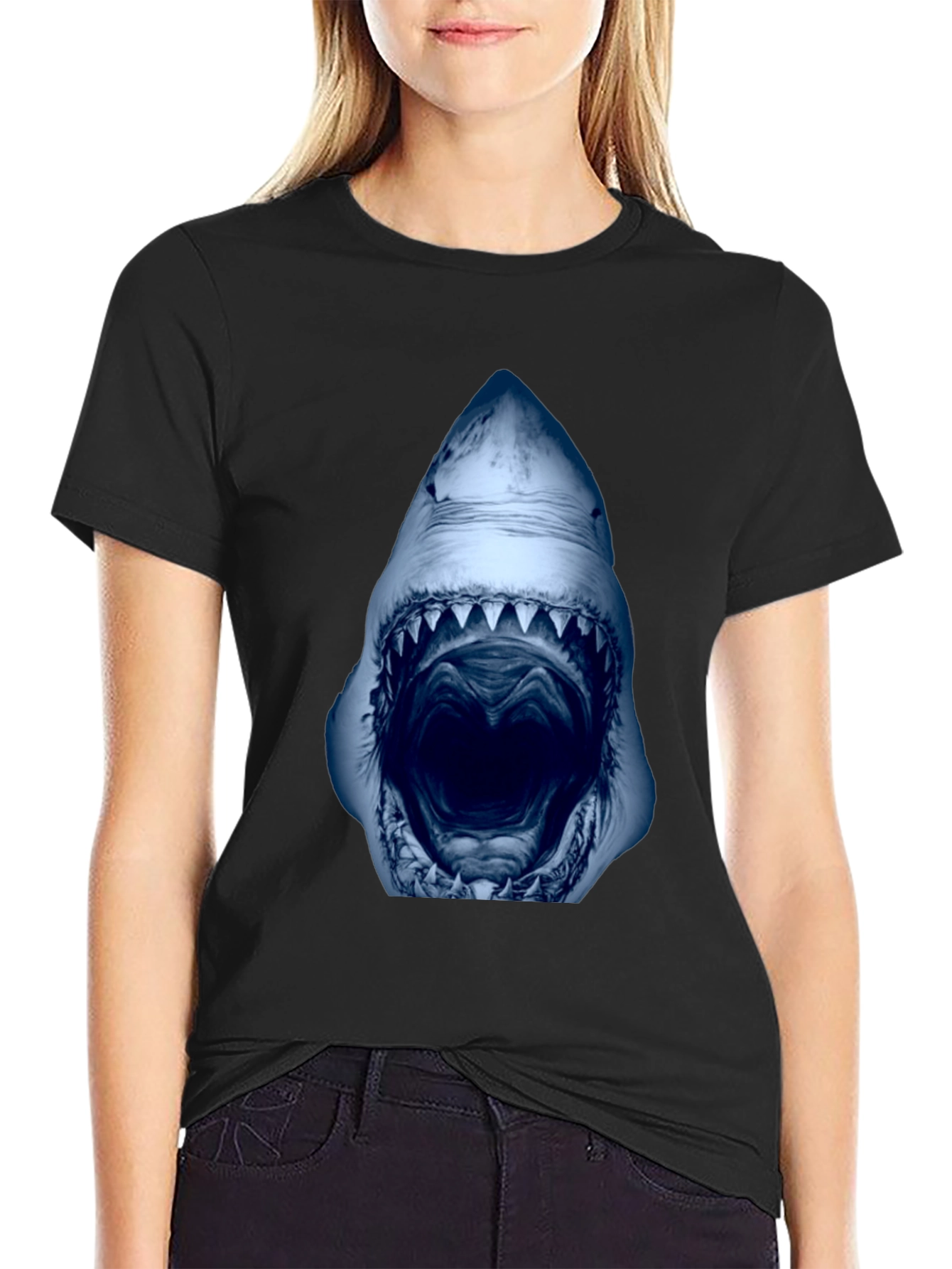 Shark Mouth Graphic Black T-Shirt