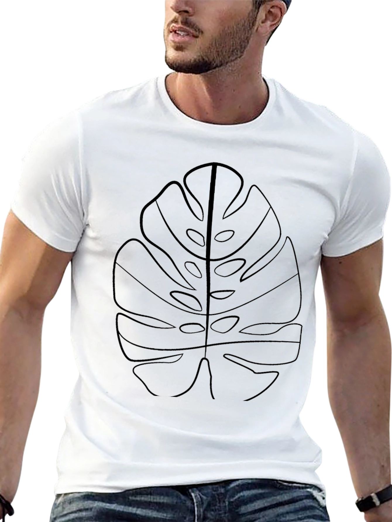 Monstera Leaf Graphic Black T-Shirt