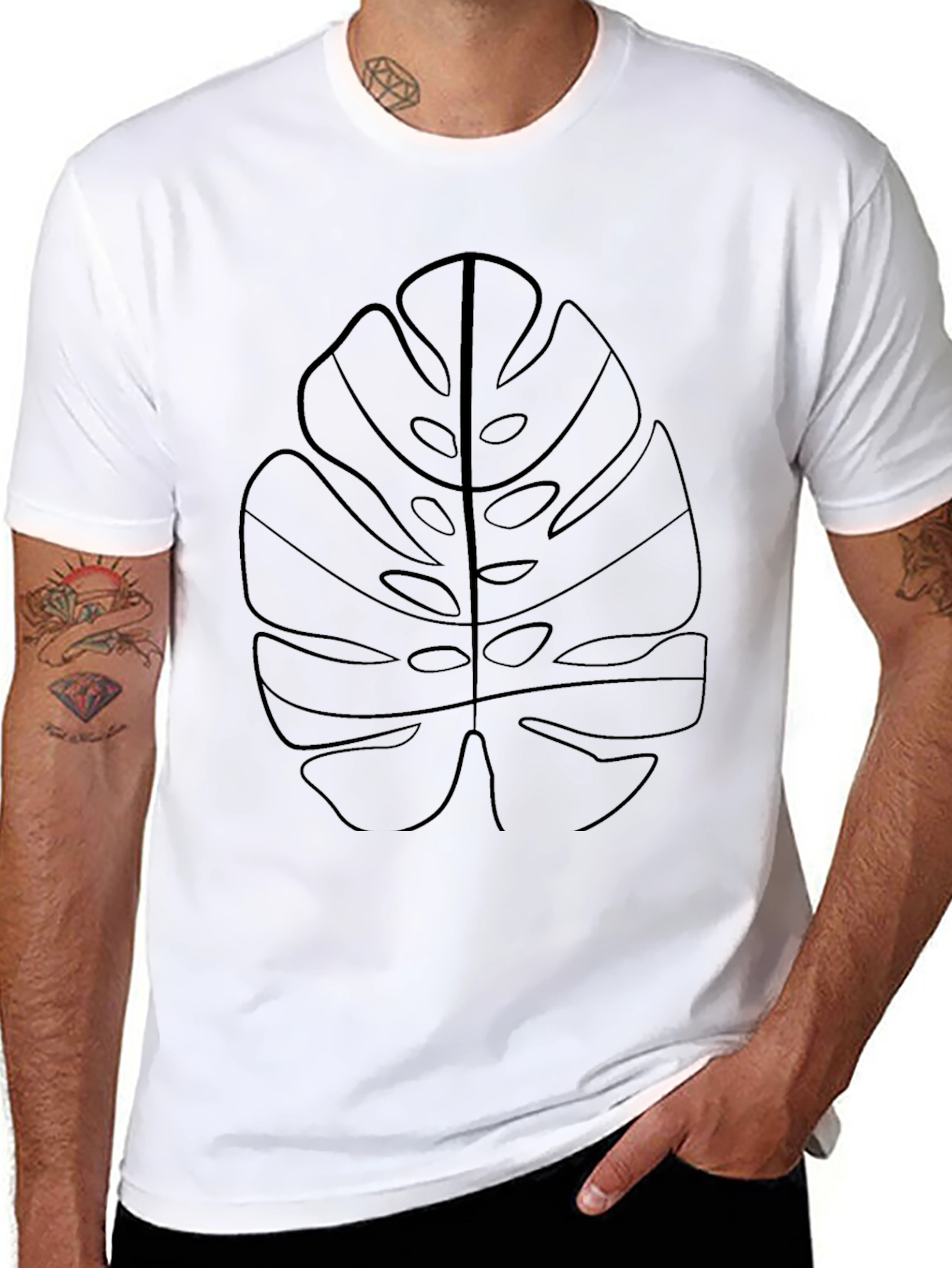 Monstera Leaf Graphic Black T-Shirt