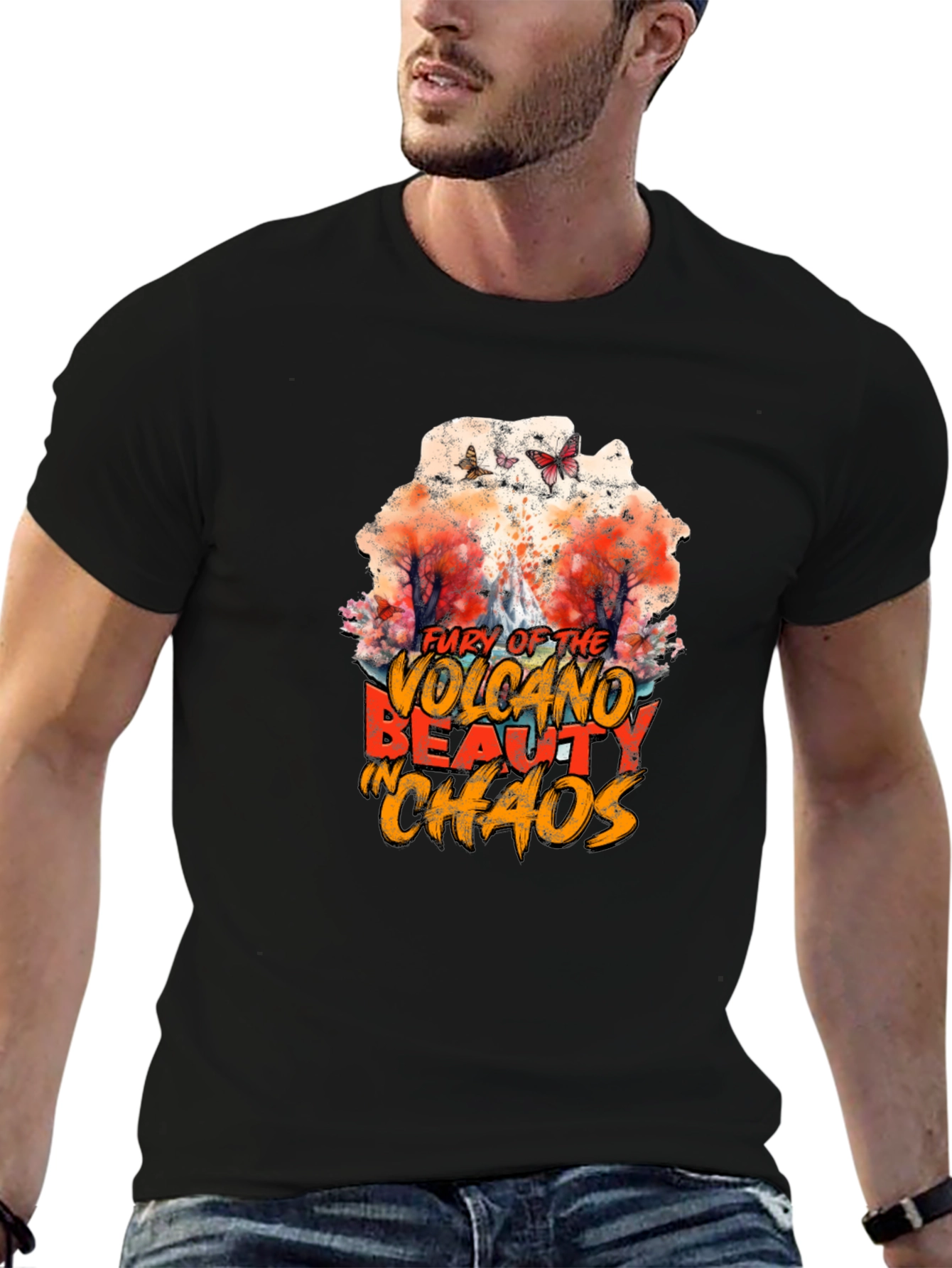 Volcano Beauty in Chaos Graphic T-Shirt