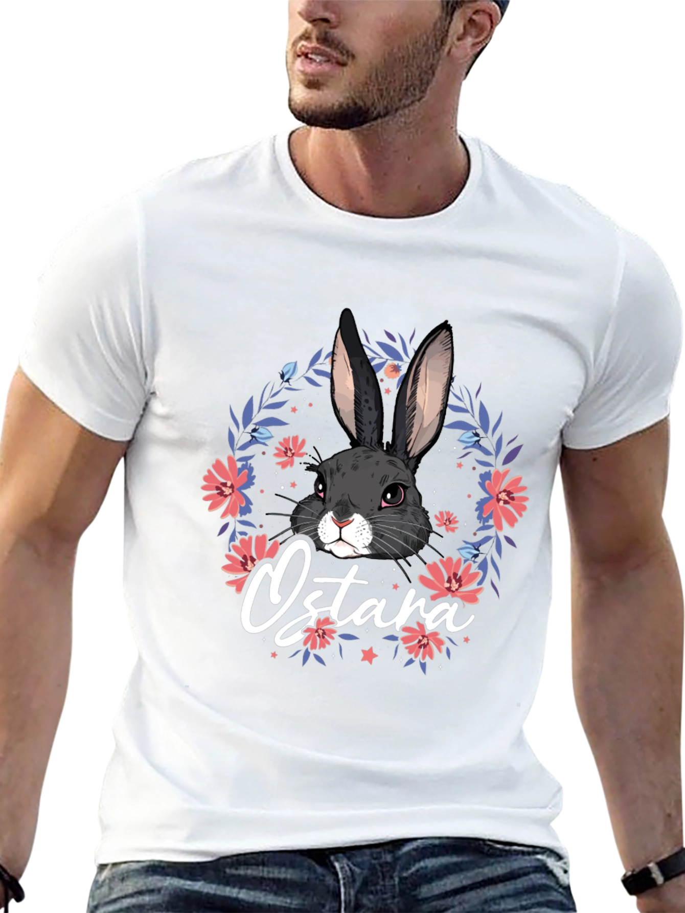 Ostara Bunny Floral T-Shirt - Black