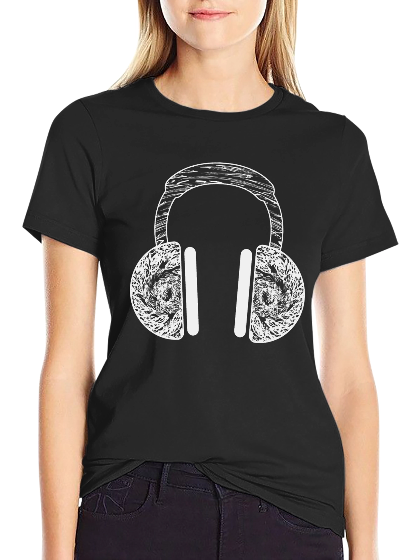 Headphone Graphic T-Shirt - Black