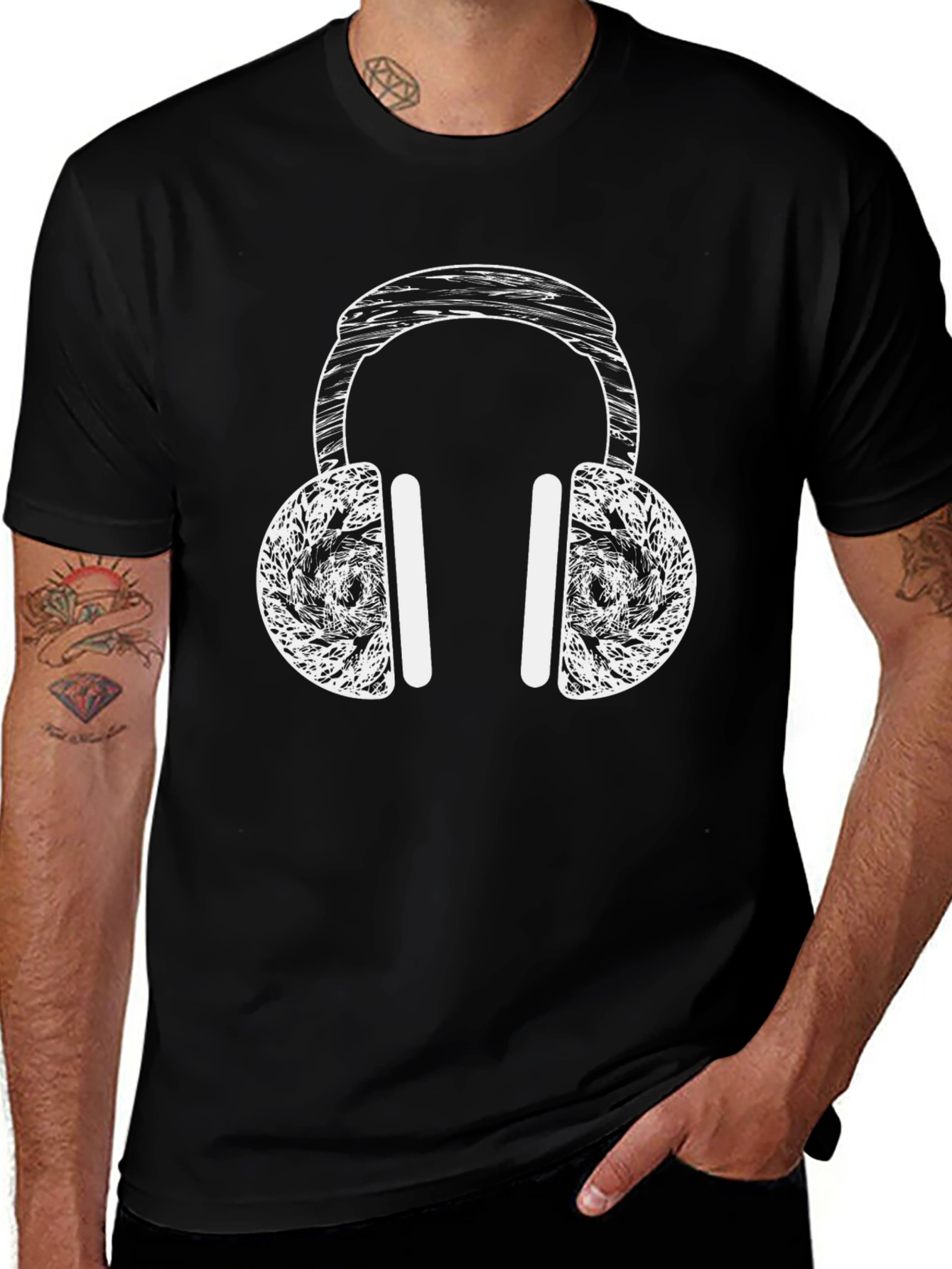 Headphone Graphic T-Shirt - Black