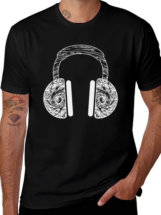 Headphone Graphic T-Shirt - Black