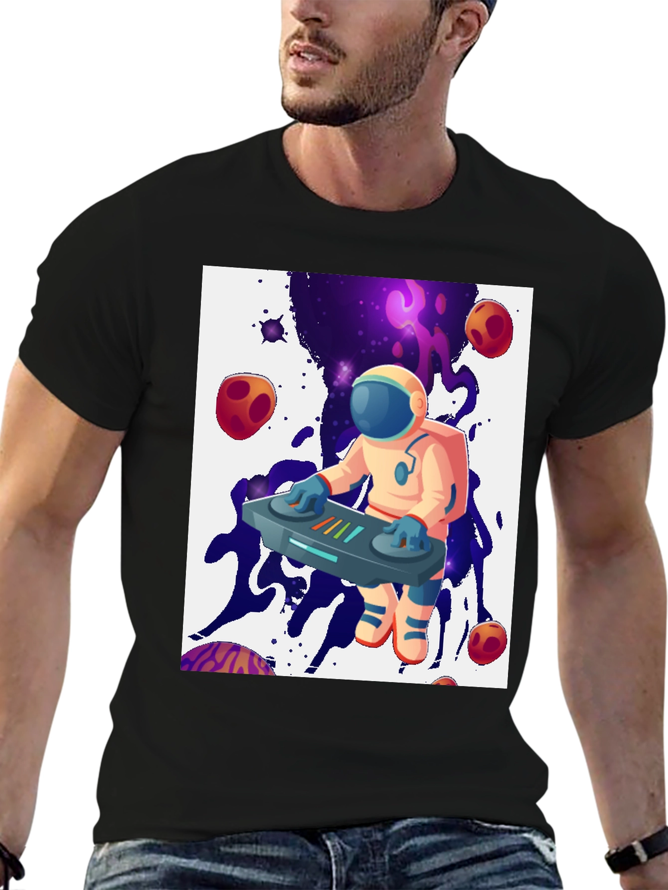 Astronaut DJ Graphic Tee - Cosmic Beats Shirt