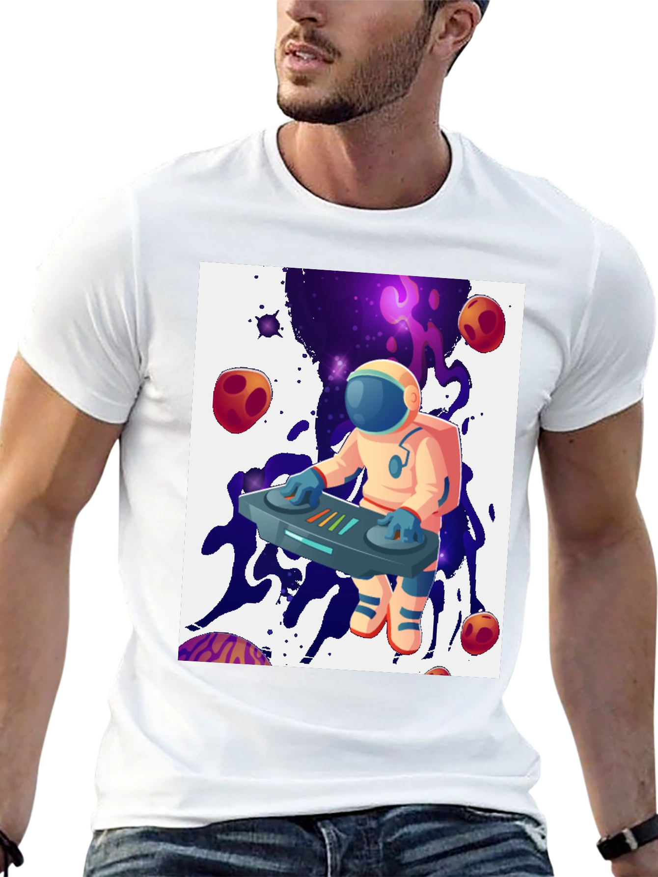 Astronaut DJ Graphic Tee - Cosmic Beats Shirt
