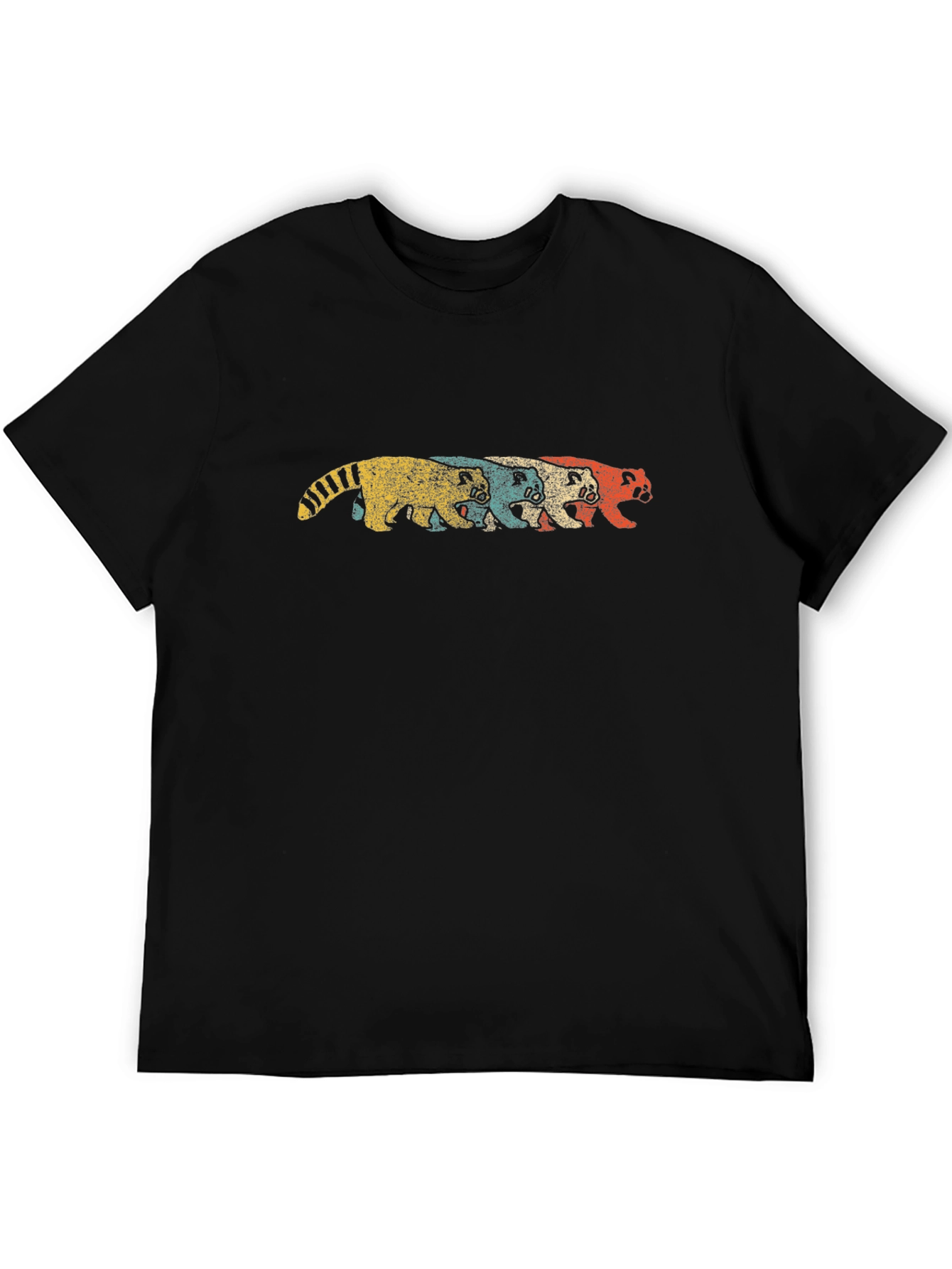 Retro Red Panda Graphic Tee - Black Cotton T-Shirt