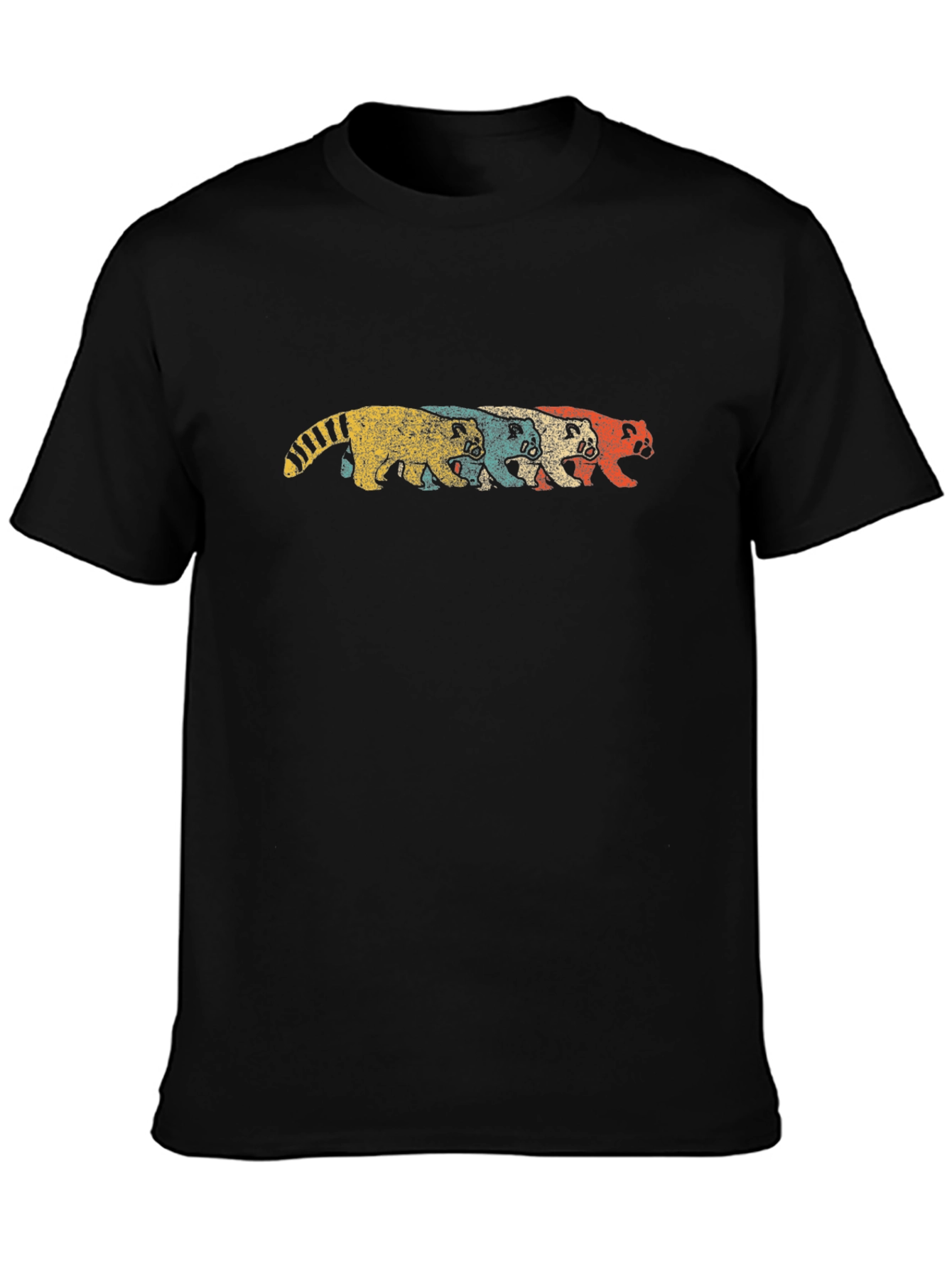 Retro Red Panda Graphic Tee - Black Cotton T-Shirt