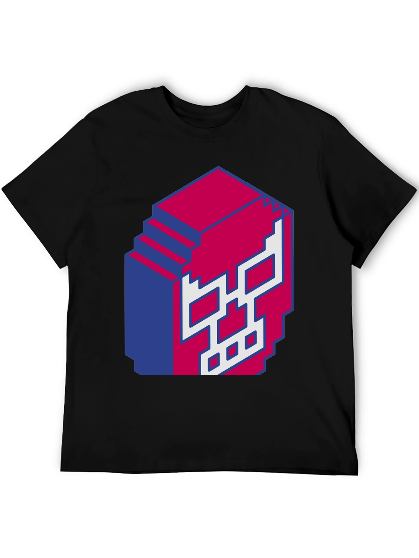 Pixel Skull Graphic Print Black T-Shirt