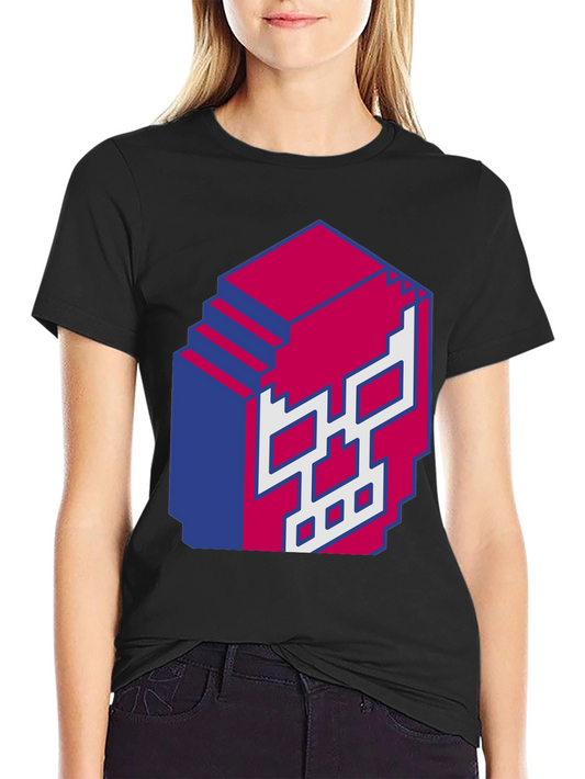 Pixel Skull Graphic Print Black T-Shirt