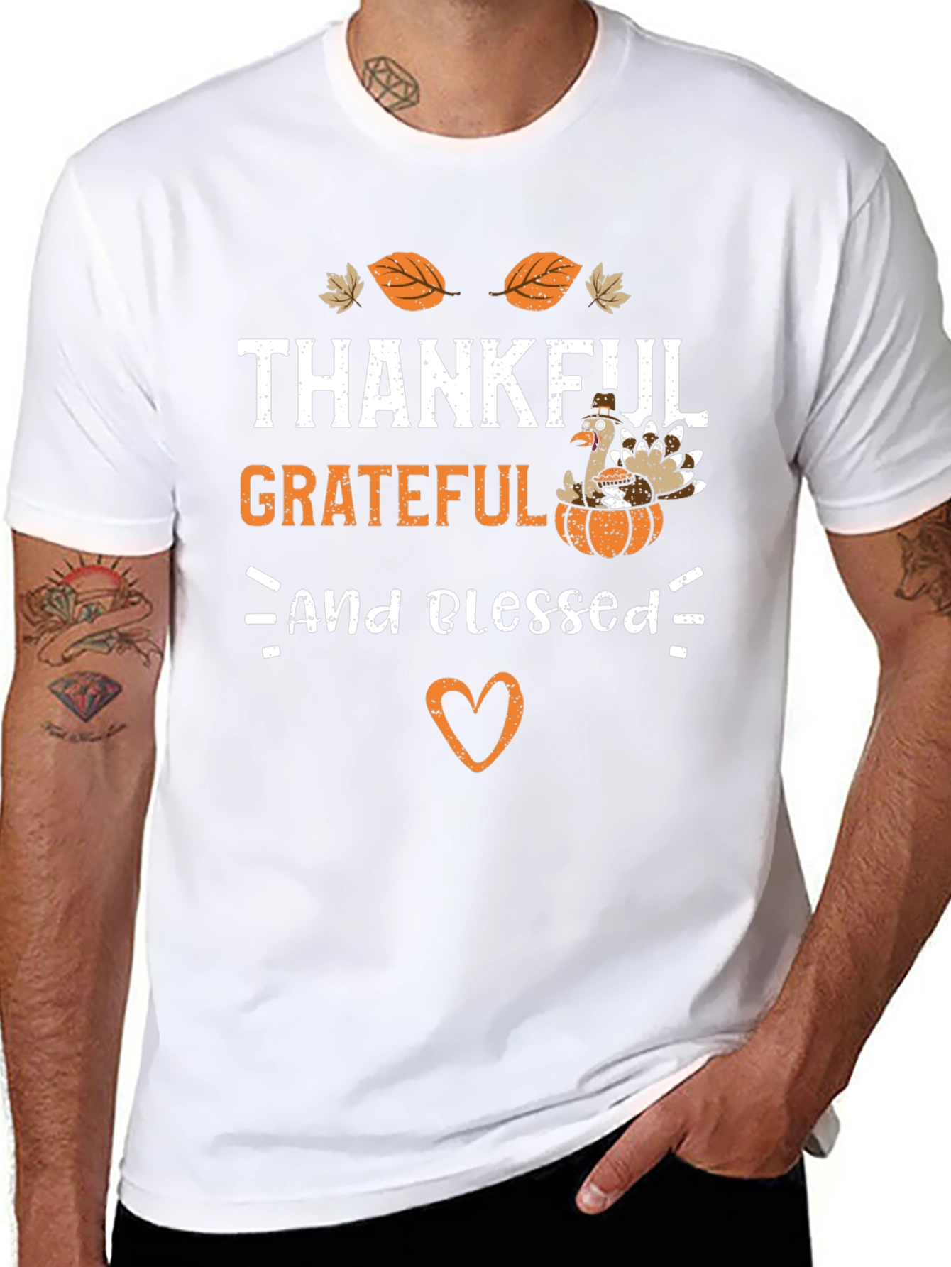 Thankful Grateful Blessed Turkey T-Shirt