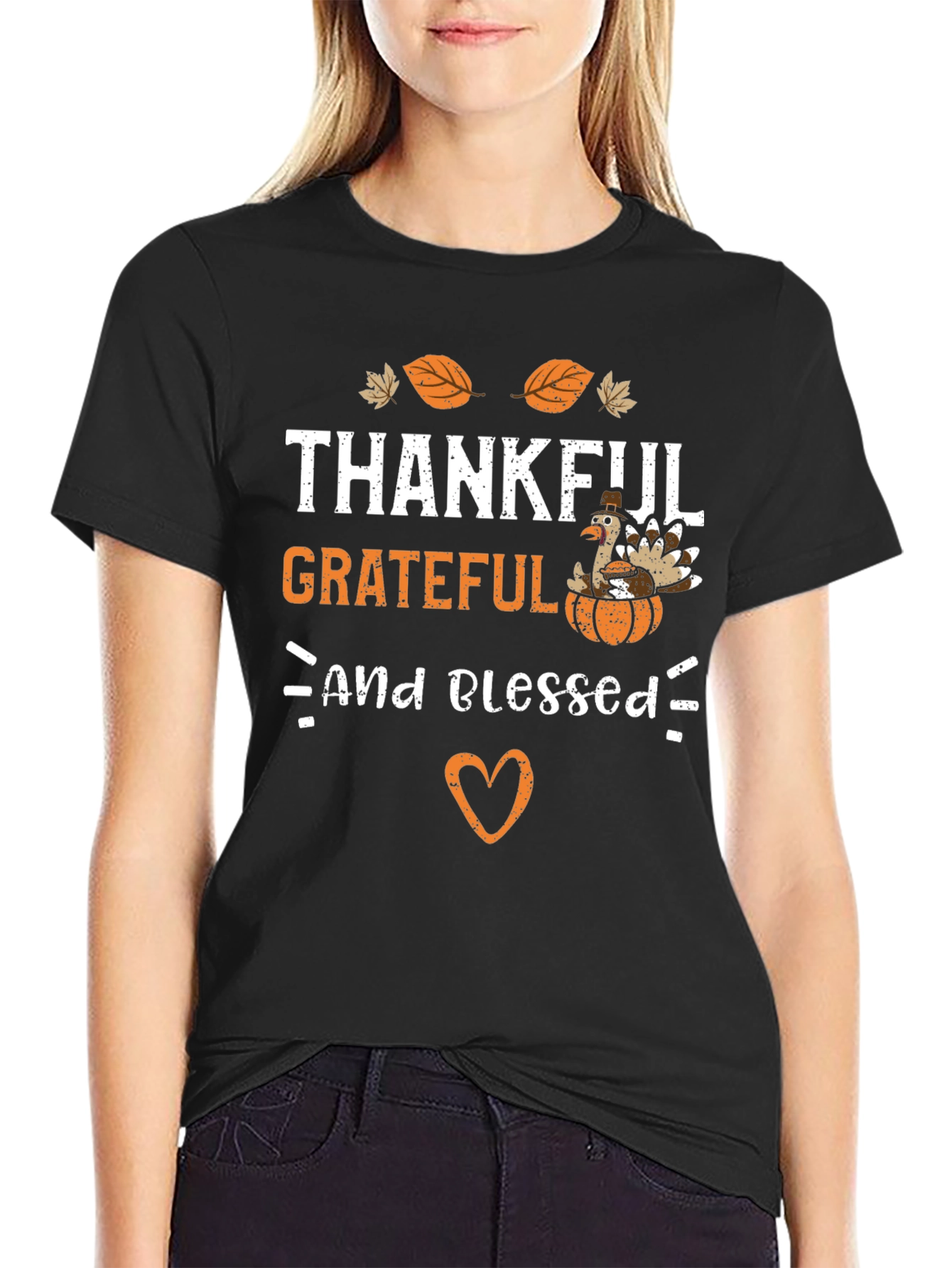 Thankful Grateful Blessed Turkey T-Shirt
