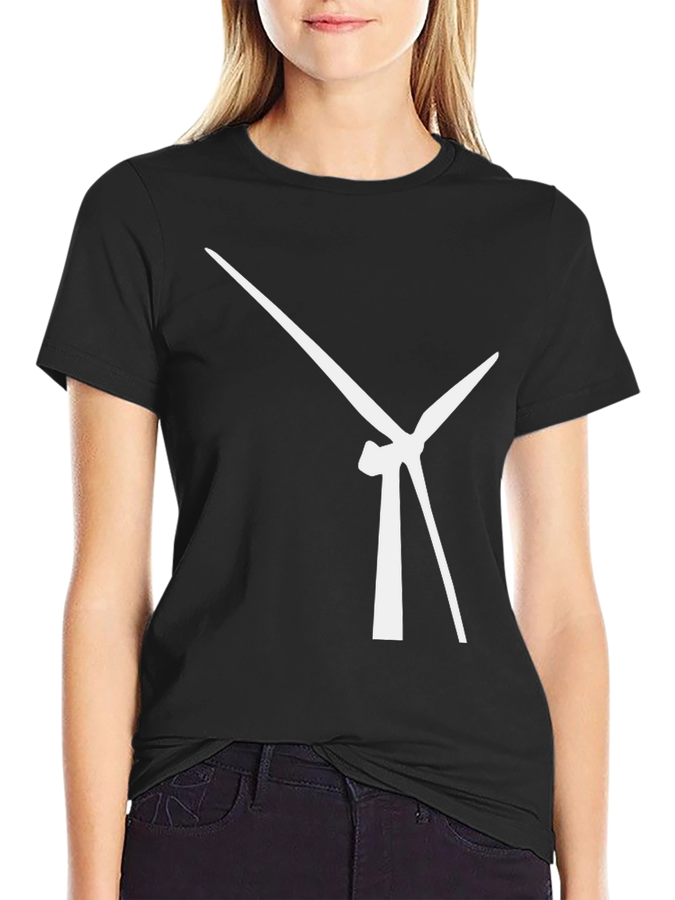 Modern Wind Turbine Graphic Tee - Black