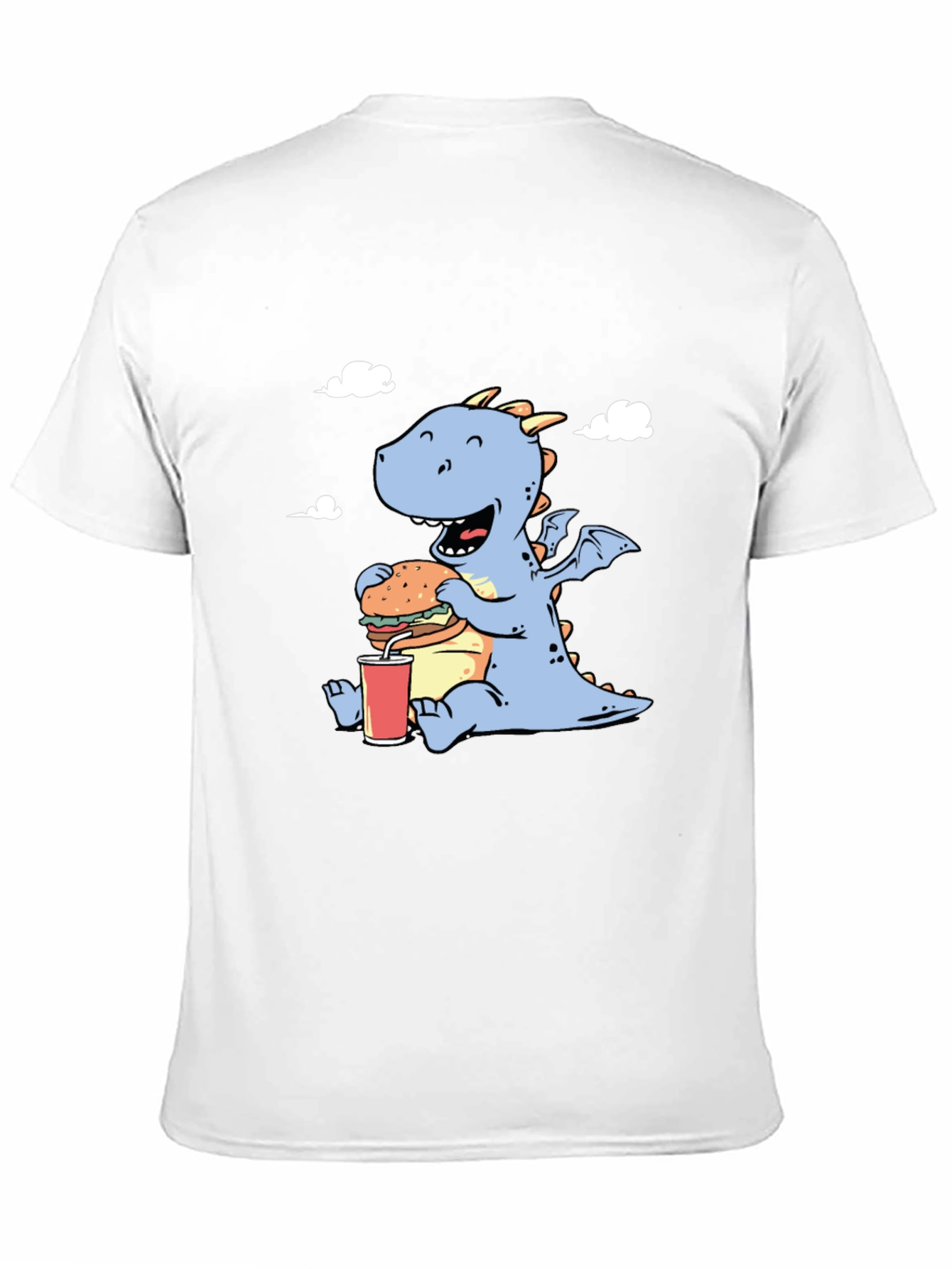 Funny Dragon Eating Burger Graphic T-Shirt
