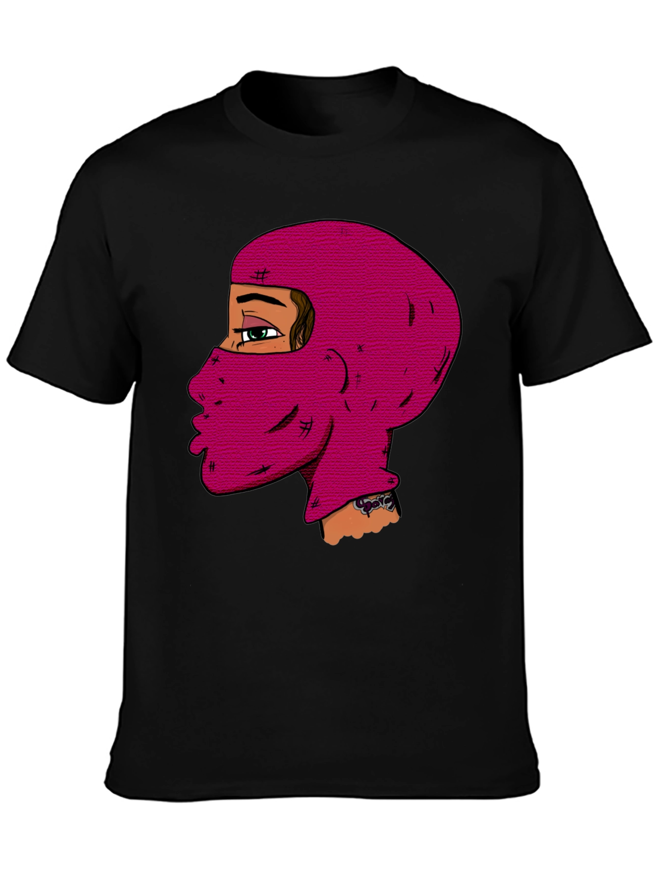 Unique Balaclava Graphic Tee - Black