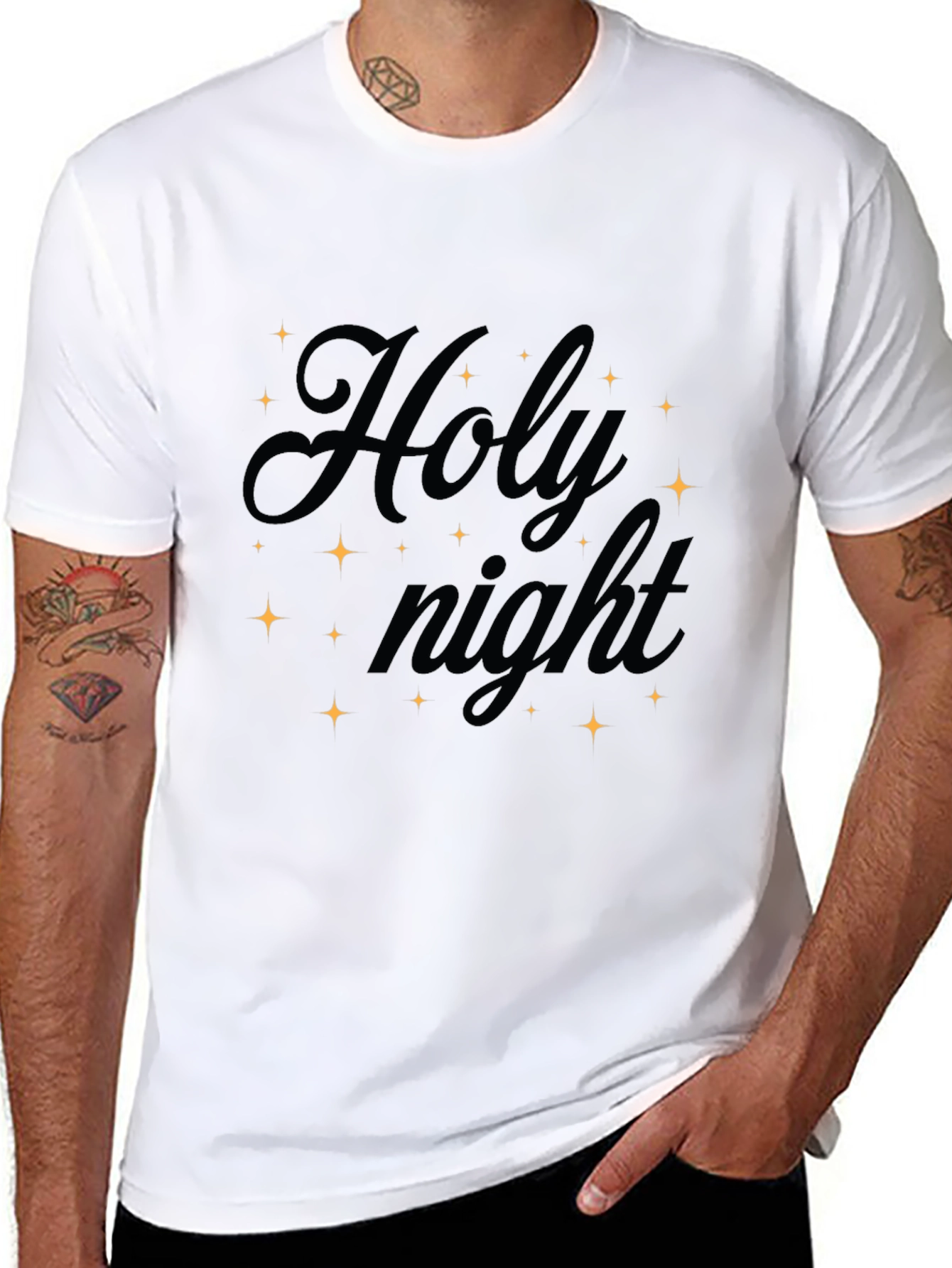 Holy Night Graphic Tee - Black Christmas T-Shirt