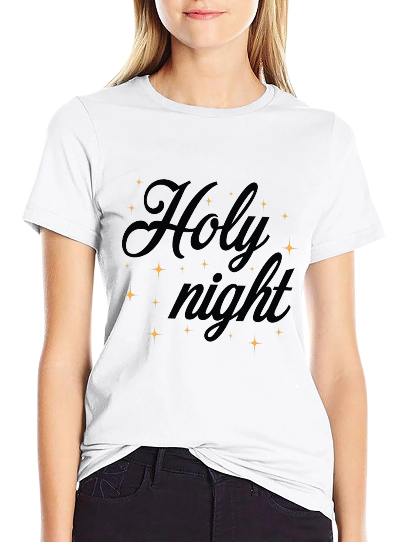 Holy Night Graphic Tee - Black Christmas T-Shirt