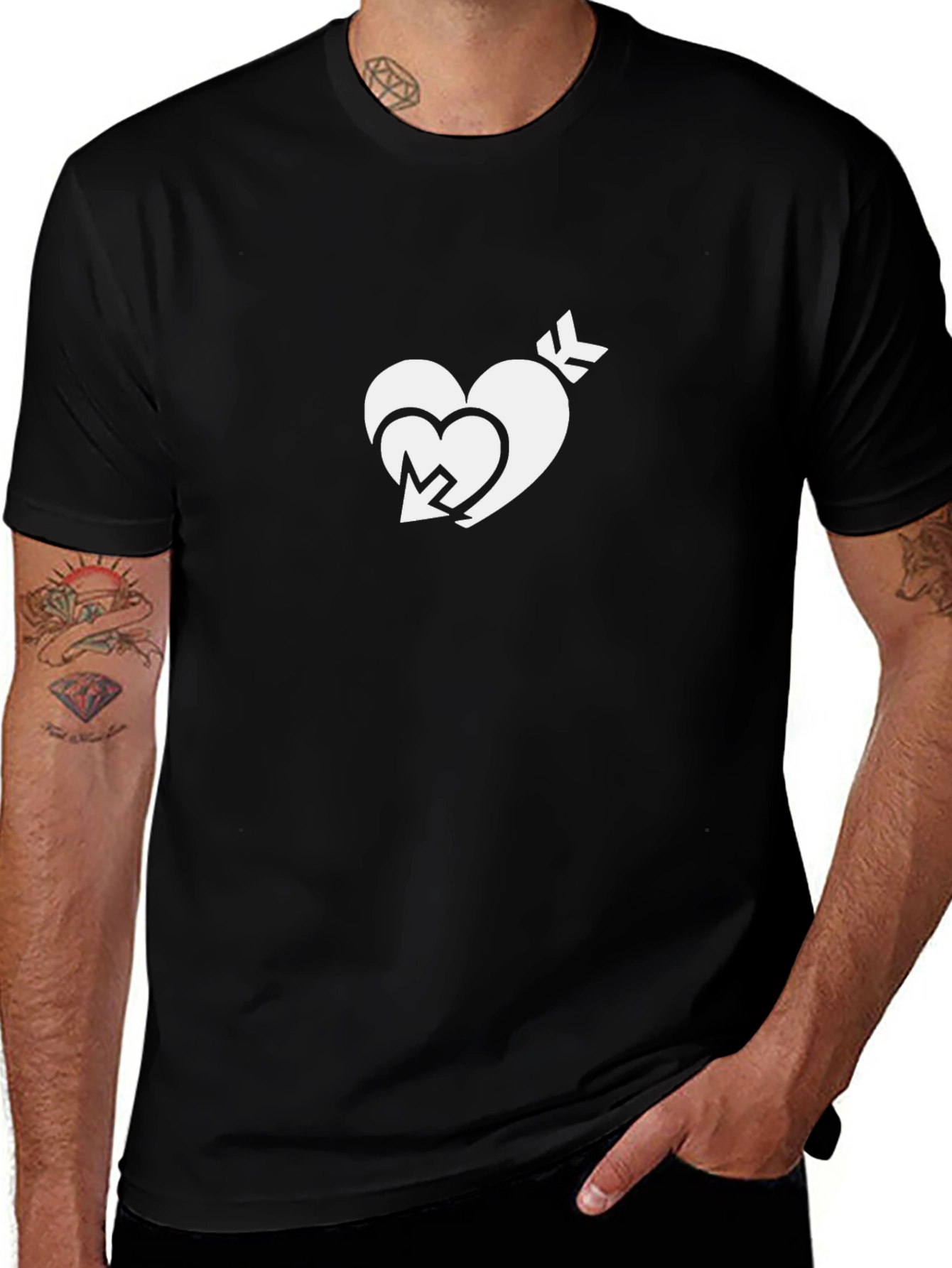 Heart & Arrow Graphic Black T-Shirt