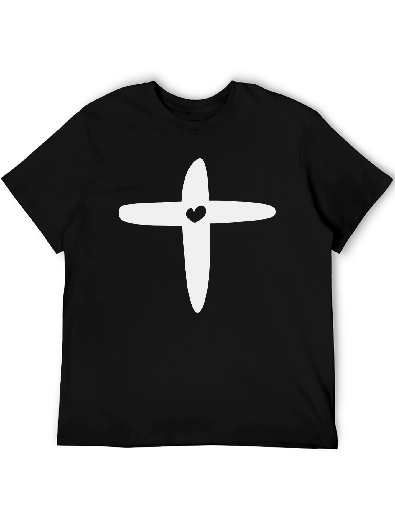 Heart Cross Graphic Tee - Stylish Black T-Shirt