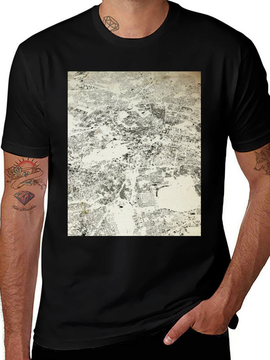 Urban Map Graphic Tee - Black Cotton T-Shirt