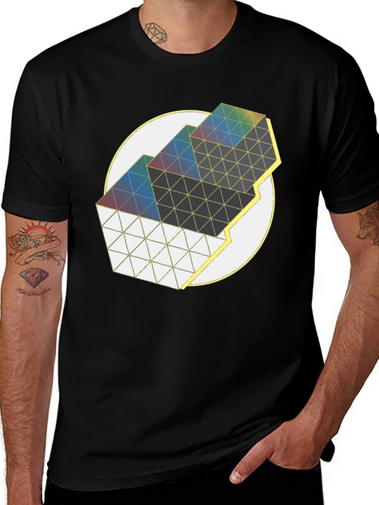 Geometric Prism Graphic Tee - Modern Art Shirt