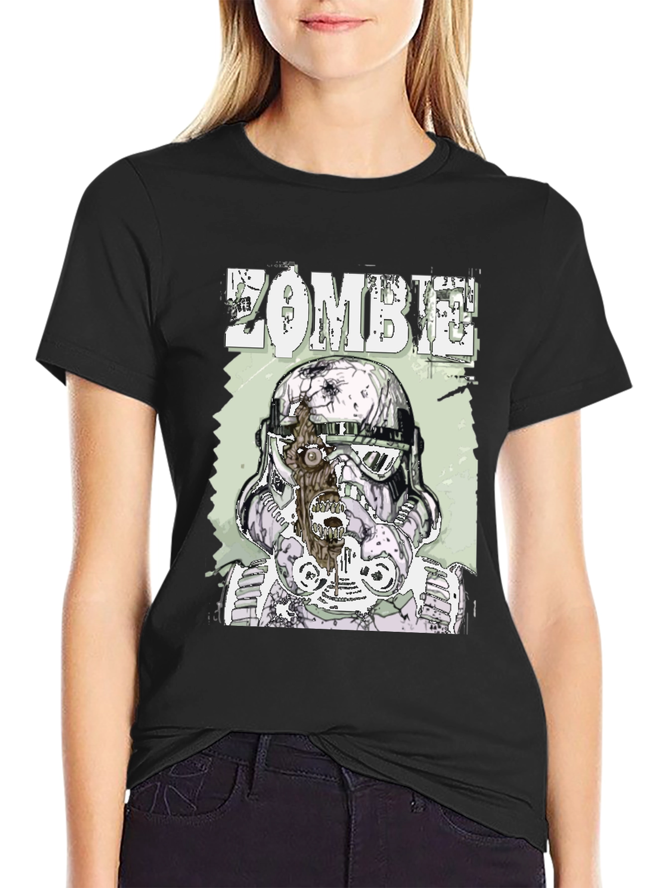 Zombie Trooper Graphic Tee - Black Cotton T-Shirt