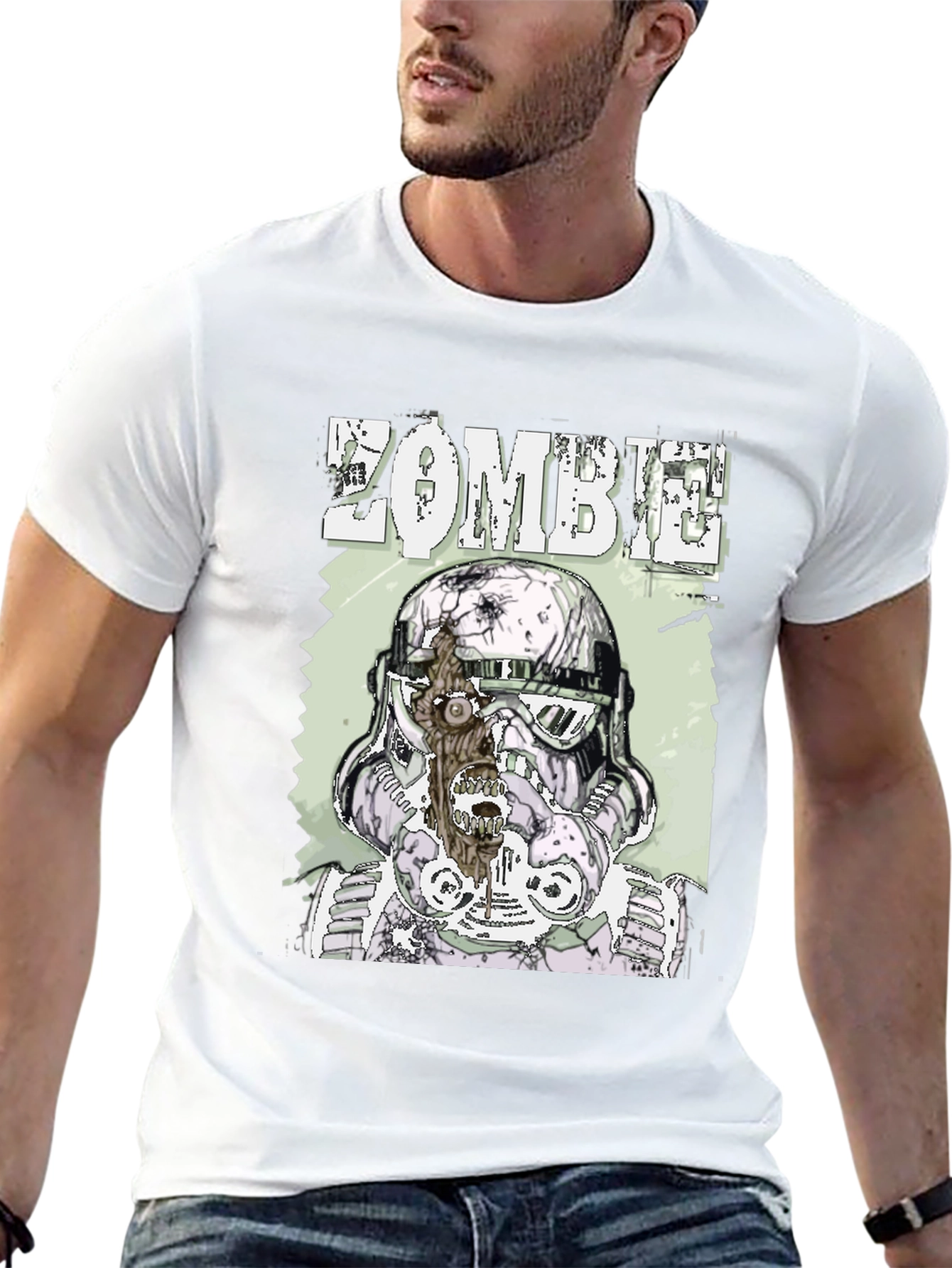 Zombie Trooper Graphic Tee - Black Cotton T-Shirt
