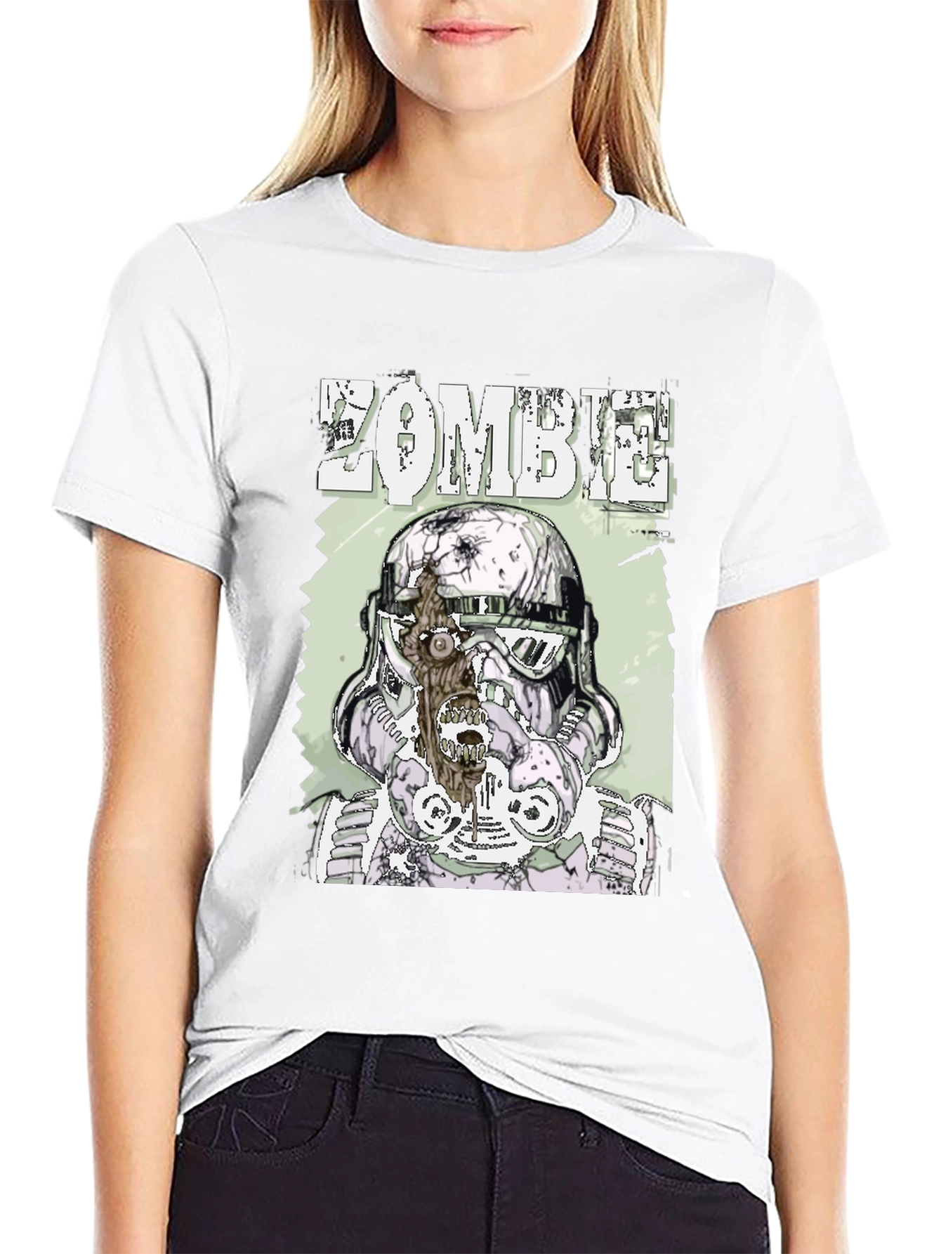 Zombie Trooper Graphic Tee - Black Cotton T-Shirt