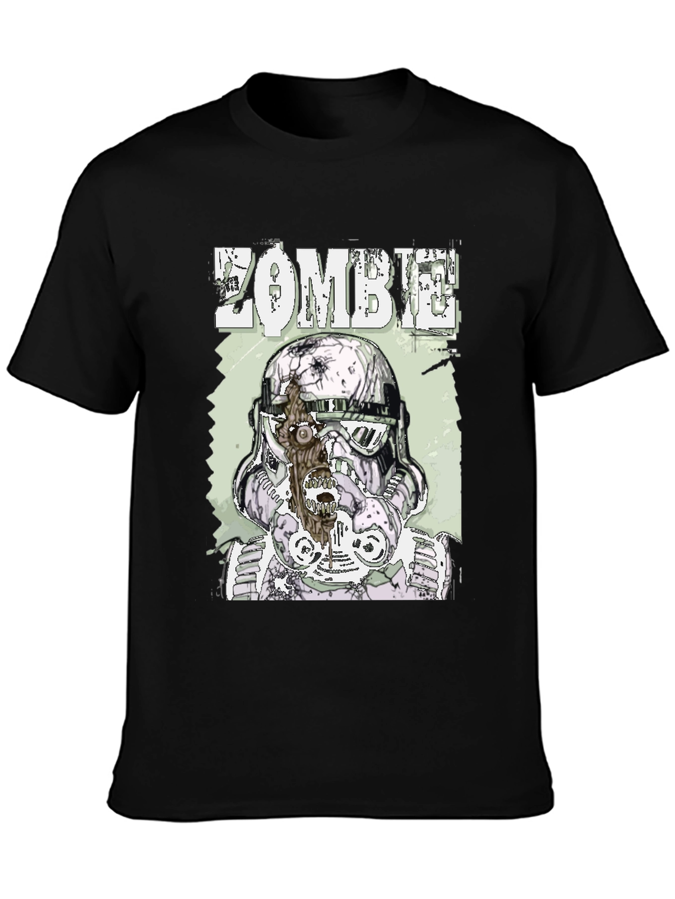 Zombie Trooper Graphic Tee - Black Cotton T-Shirt