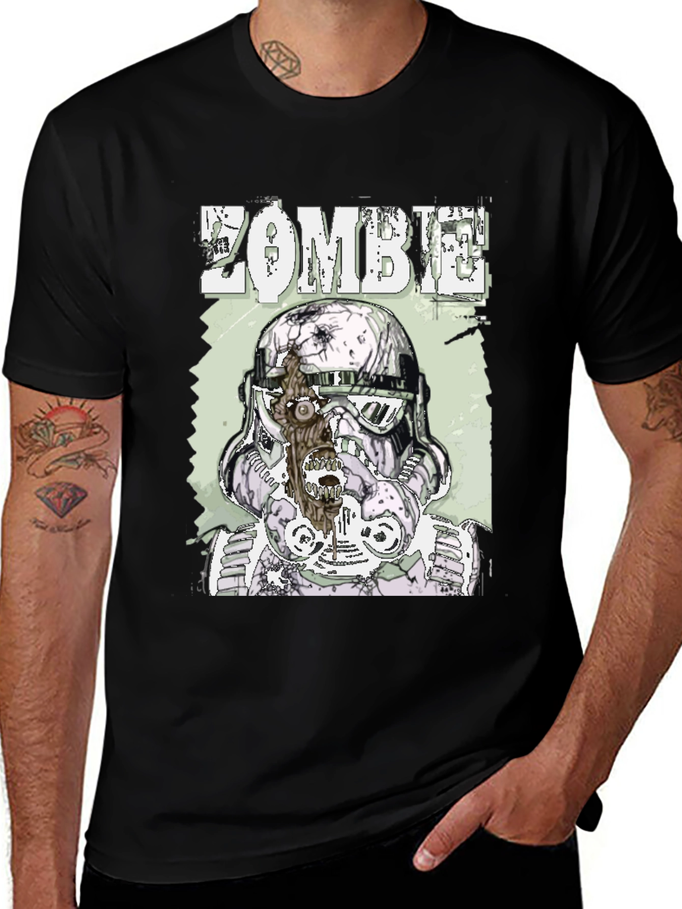Zombie Trooper Graphic Tee - Black Cotton T-Shirt