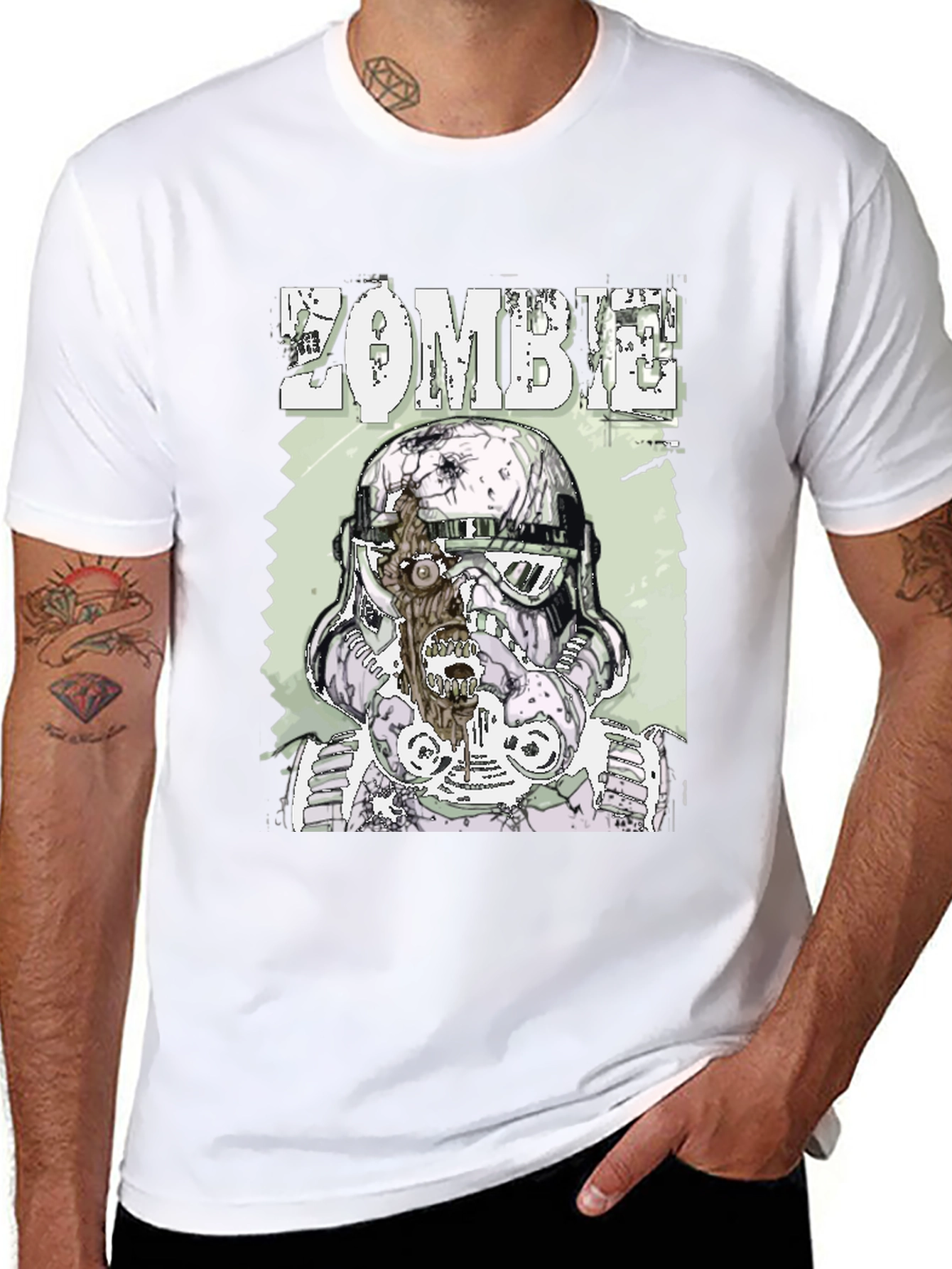 Zombie Trooper Graphic Tee - Black Cotton T-Shirt