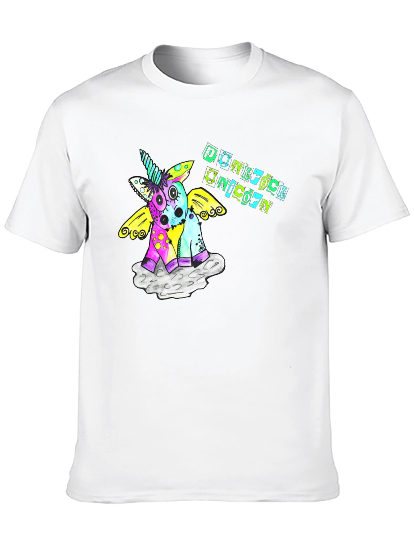 Punk Rock Unicorn Graphic Black T-Shirt