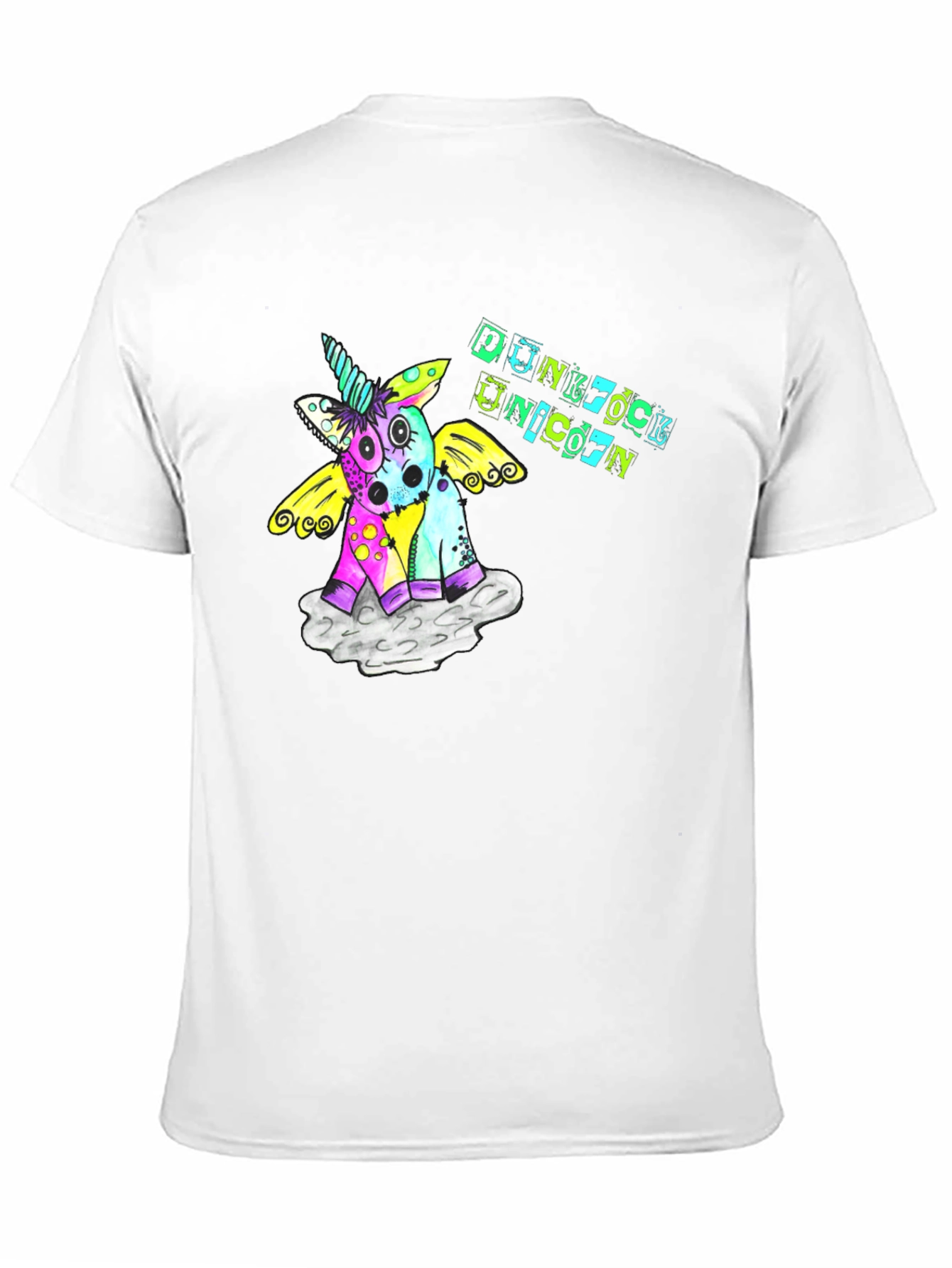 Punk Rock Unicorn Graphic Black T-Shirt
